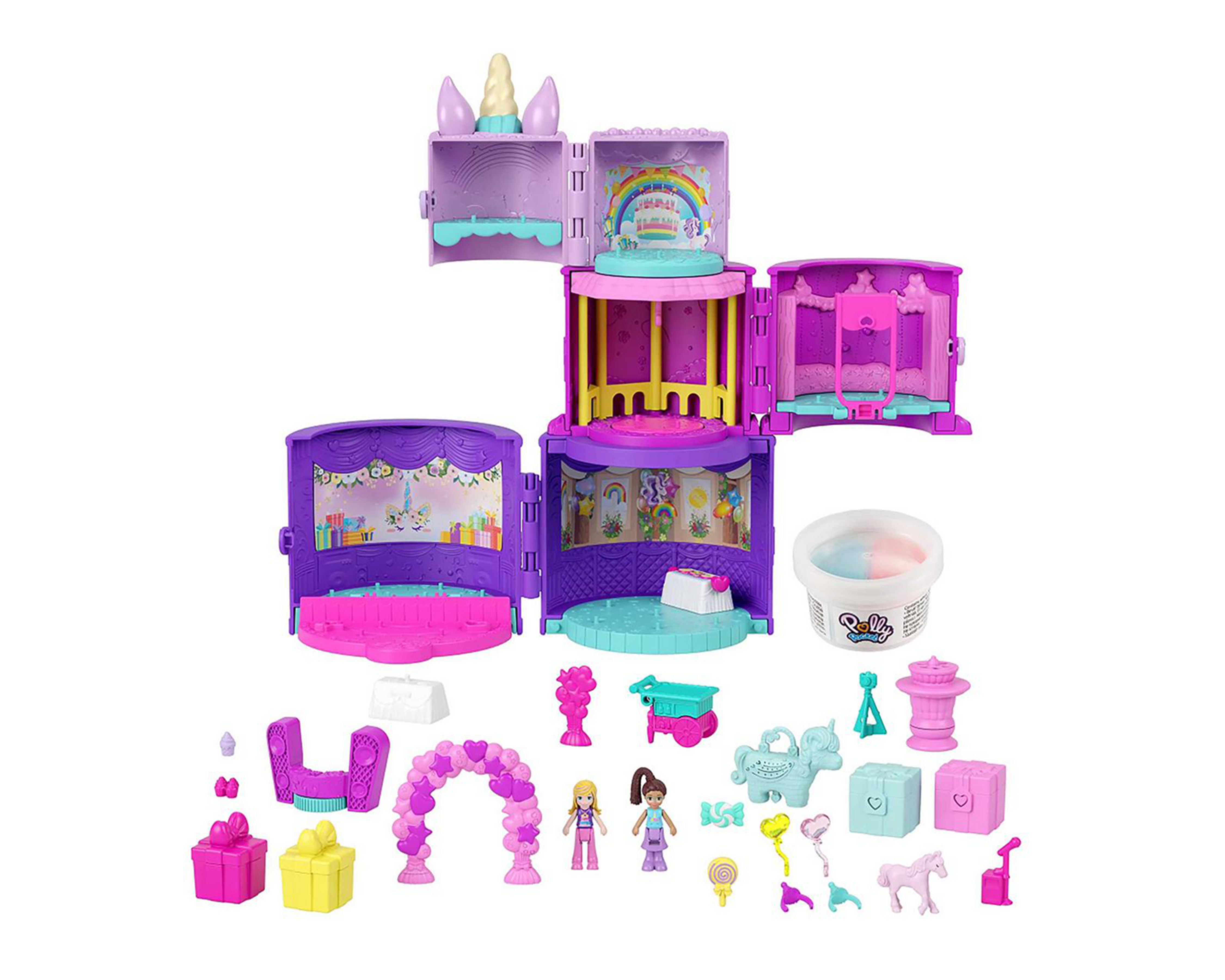 Muñeca Polly Pocket Mundo Sorpresa Pastel de Cumpleaños