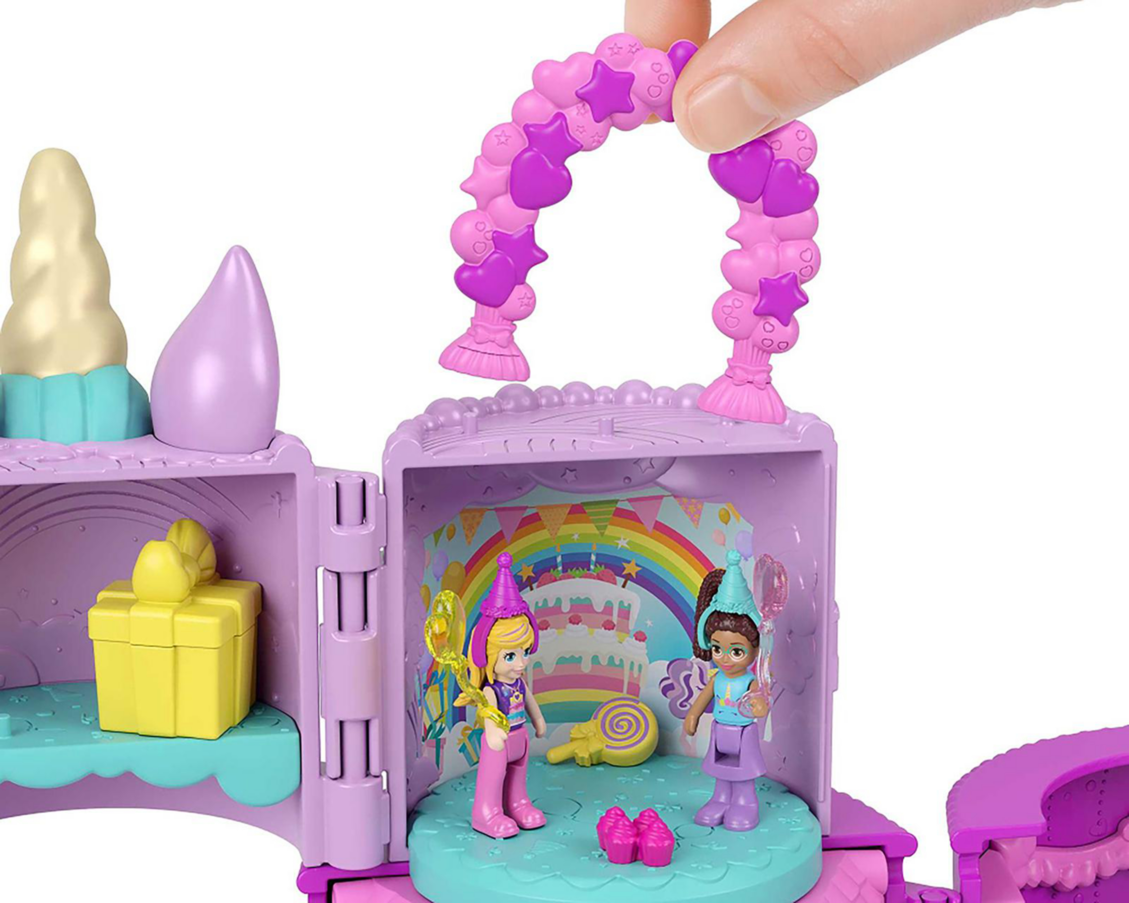 Foto 5 pulgar | Muñeca Polly Pocket Mundo Sorpresa Pastel de Cumpleaños