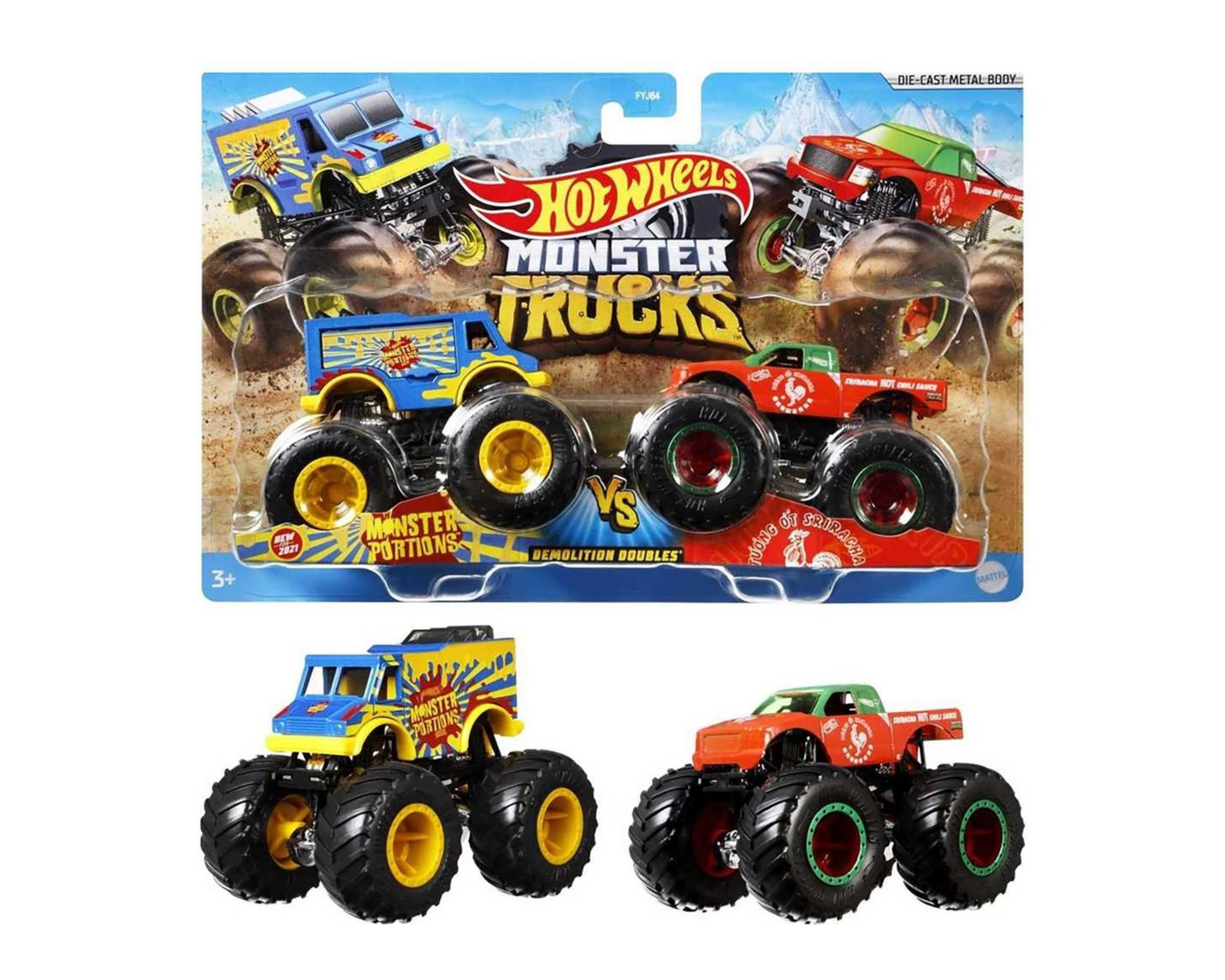 Foto 2 pulgar | Camionetas Hot Wheels Monster Trucks 2 Piezas