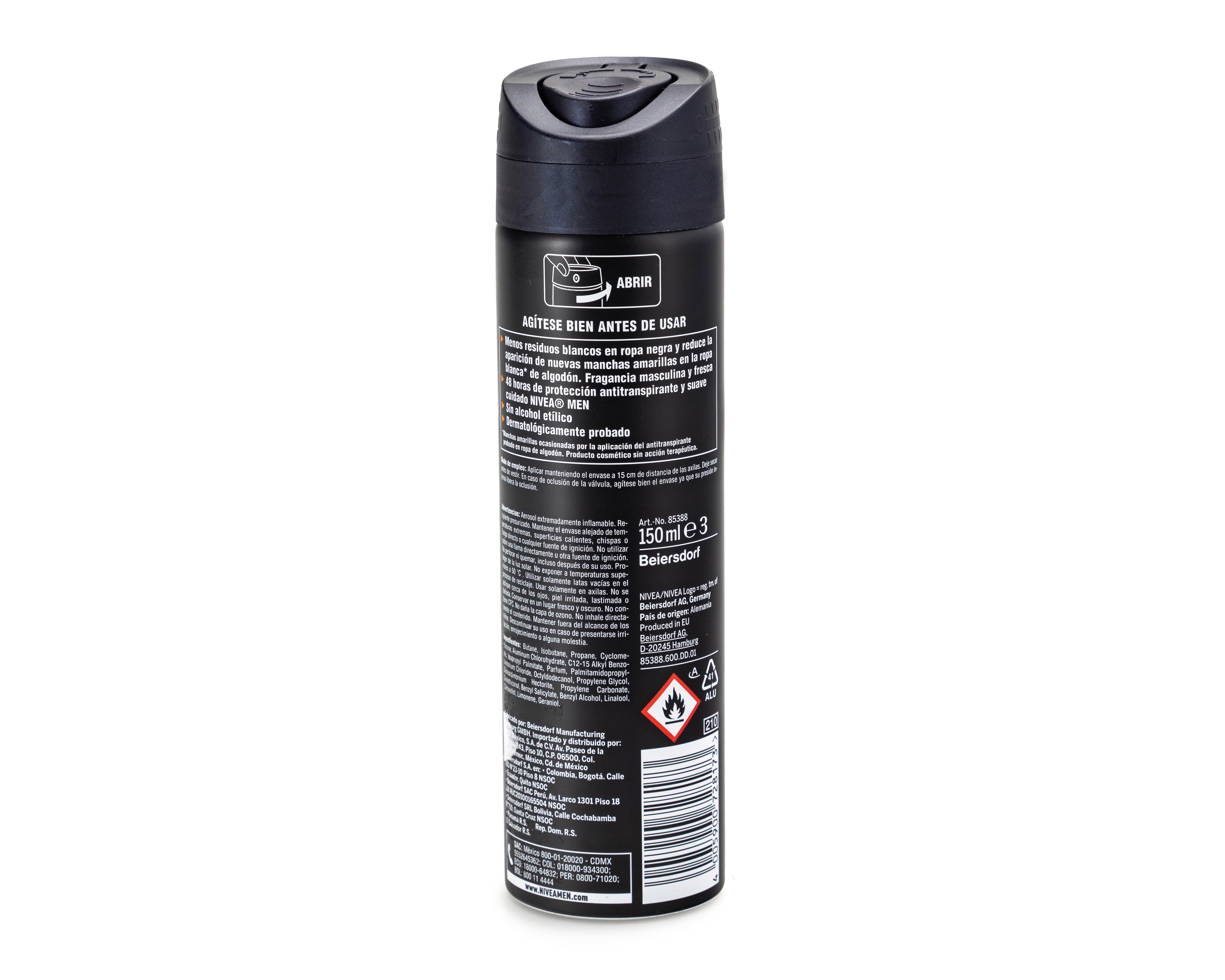 Foto 3 pulgar | Desodorante en Aerosol marca Nivea Men Black & White