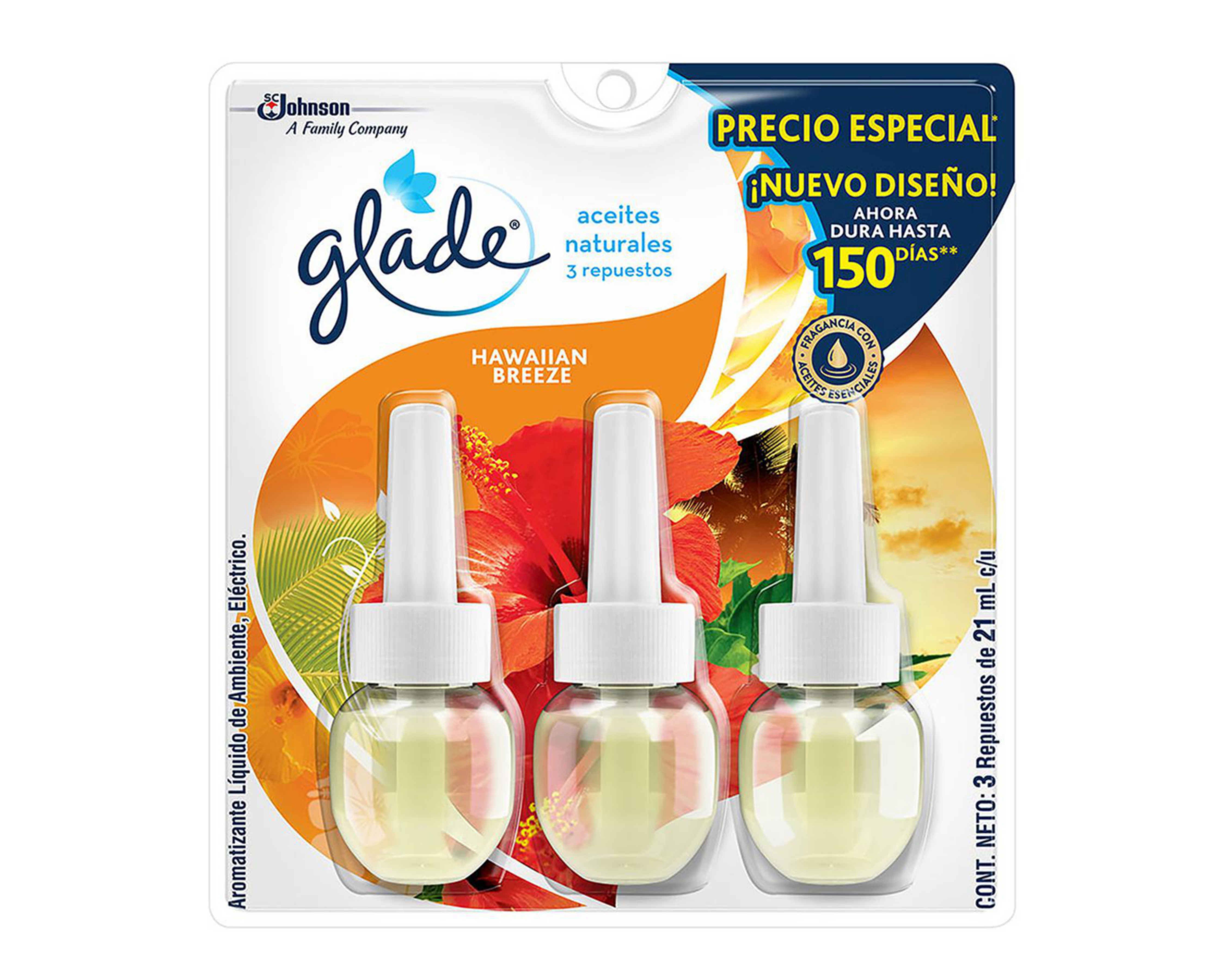 Repuesto de Aromatizante Glade Brisa Hawaiana 3 Piezas