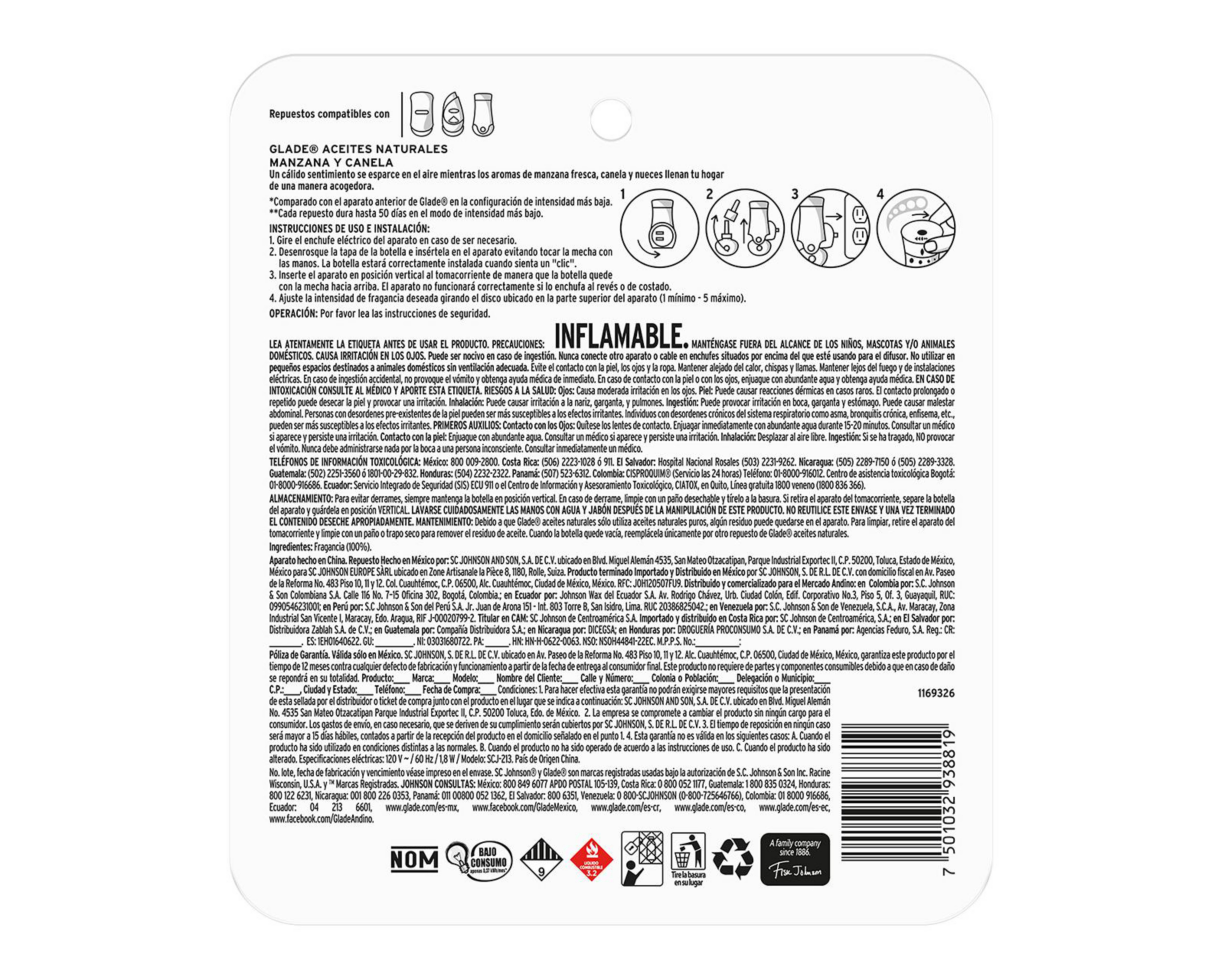 Foto 3 pulgar | Difusor Eléctrico Glade Manzana Canela con Repuesto