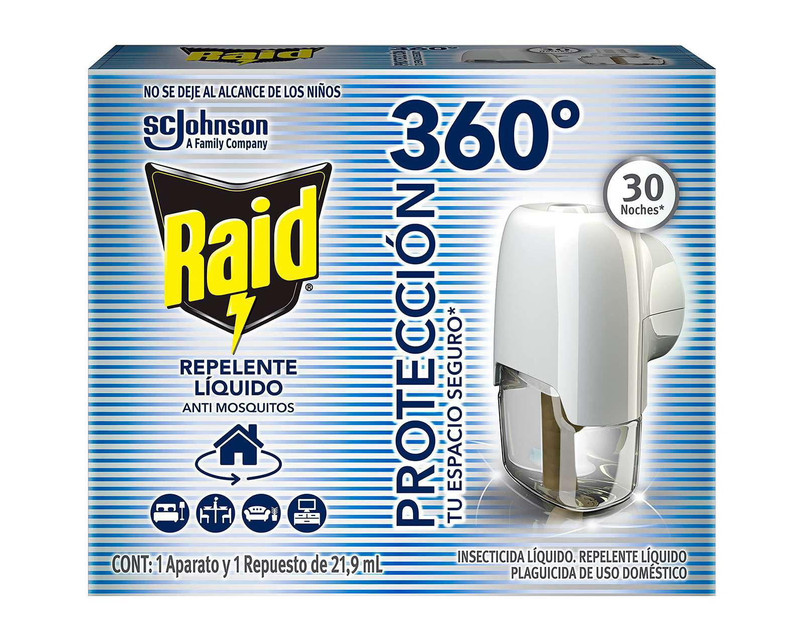 Insecticida Eléctrico Raid 360° con Repuesto $99