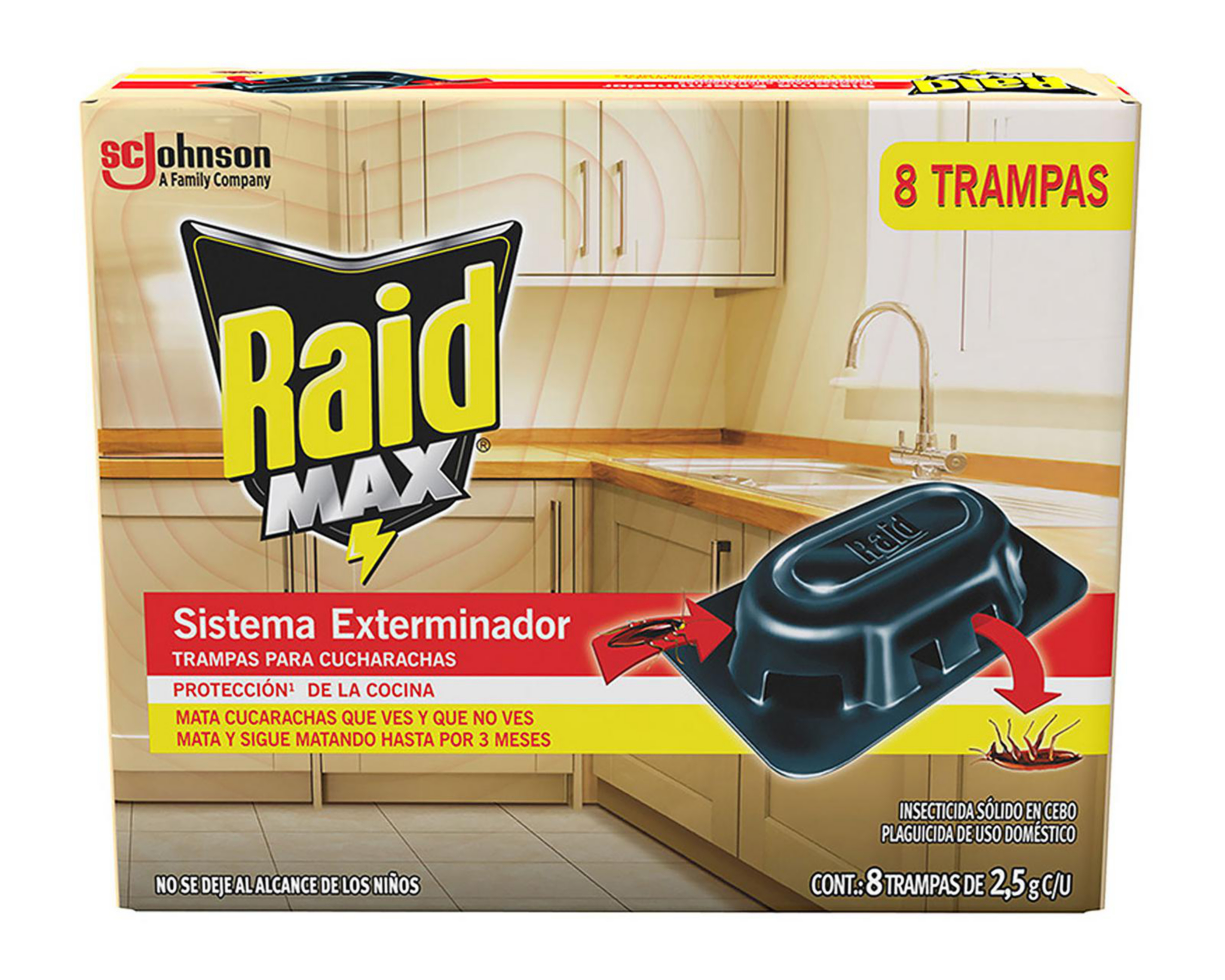 Trampa para Cucarachas Raid Max Sistema Exterminador 8 Piezas