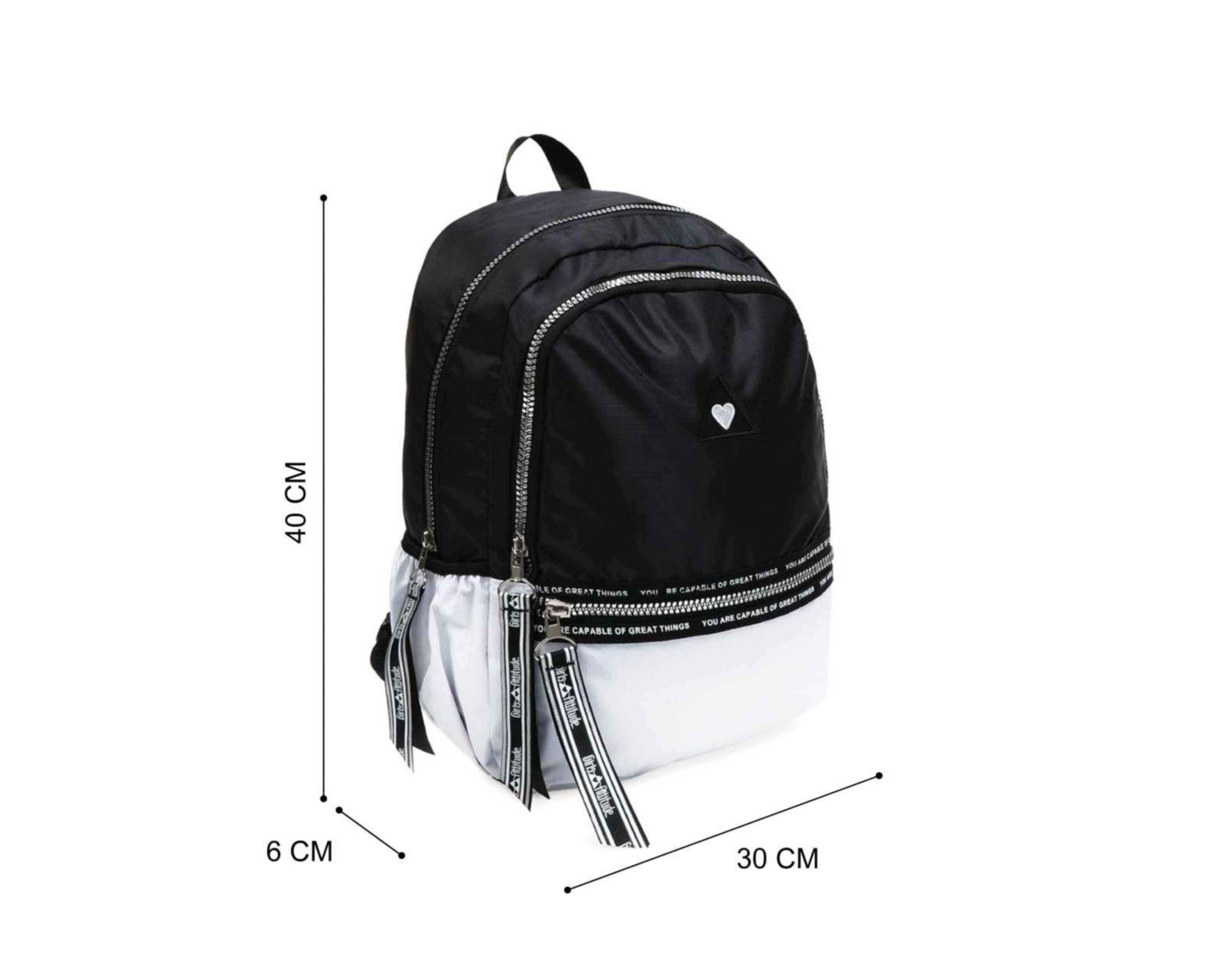 Foto 7 pulgar | Mochila Girls Attitude Negra/Blanca