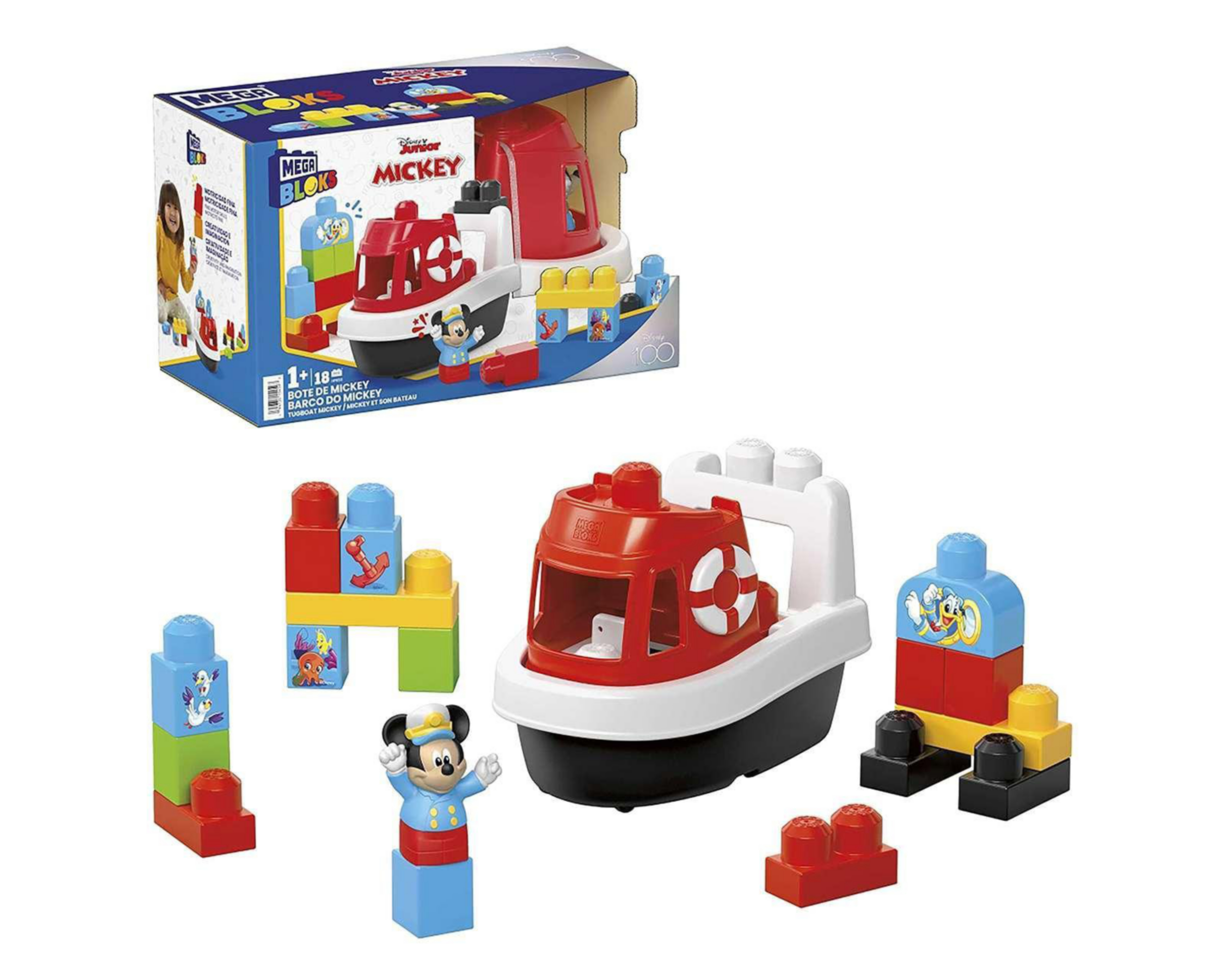 Bloques de Construción Mega Bloks Bote de Mickey 18 Piezas