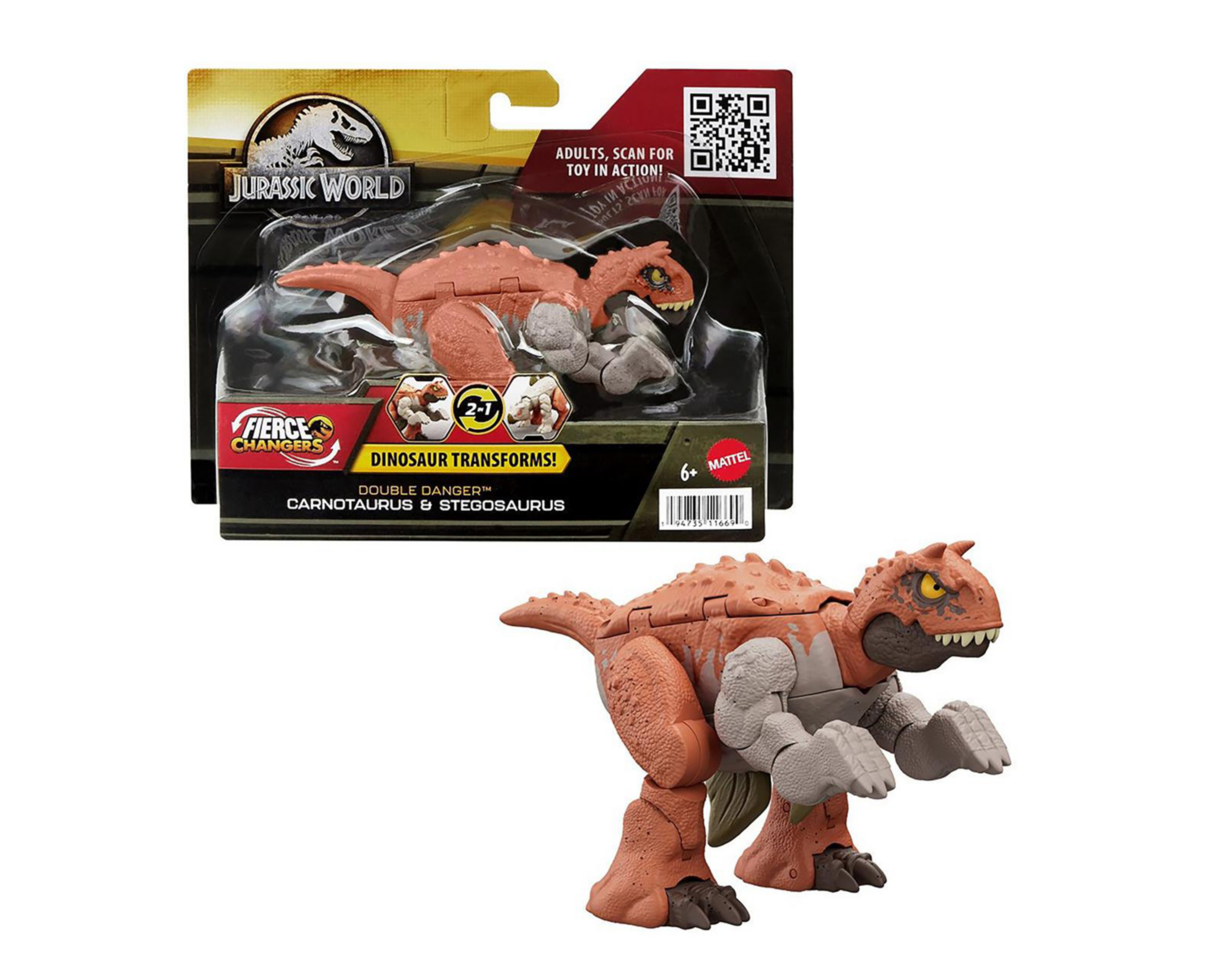 Foto 2 pulgar | Tyrannosaurus Rex & Ankylosaurus Jurassic World Fierce Changers