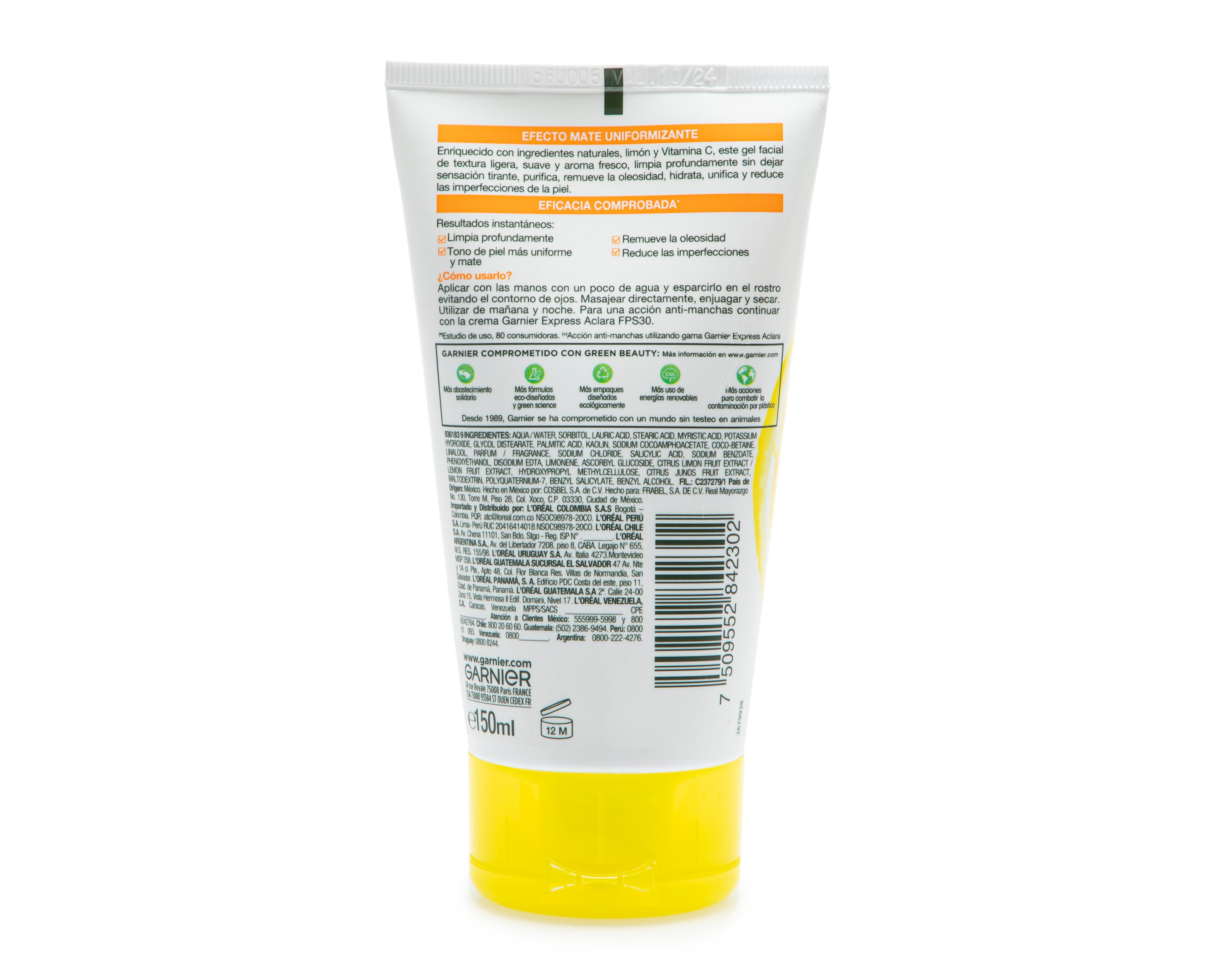 Foto 4 pulgar | Limpíador Facial Garnier Skin Active Aclarante 150 ml