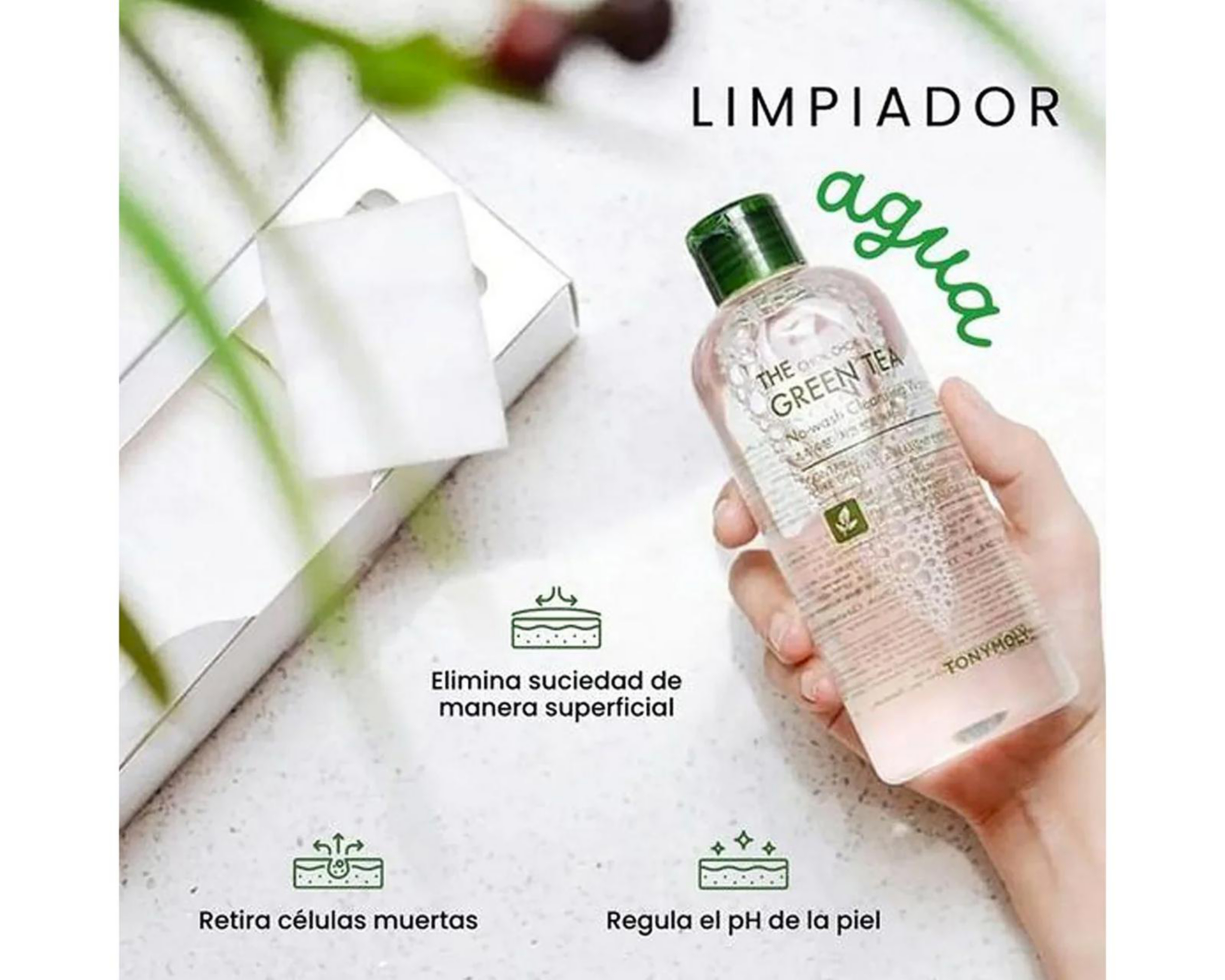 Foto 4 pulgar | Agua Limpiadora Tony Moly de Té Verde 500 ml