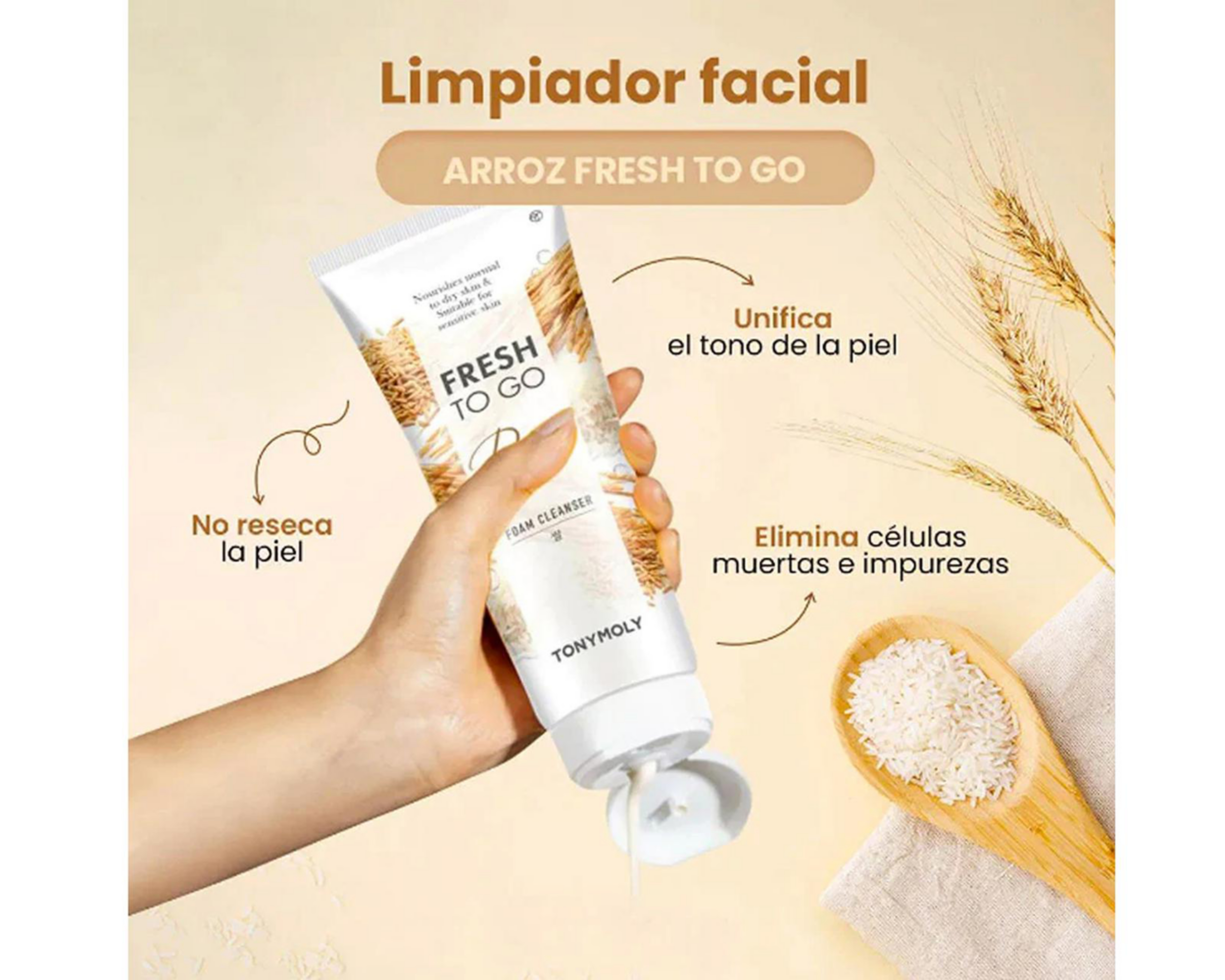 Foto 6 pulgar | Espuma Limpiadora con Extracto de Arroz Tony Moly Fresh To Go 170 g