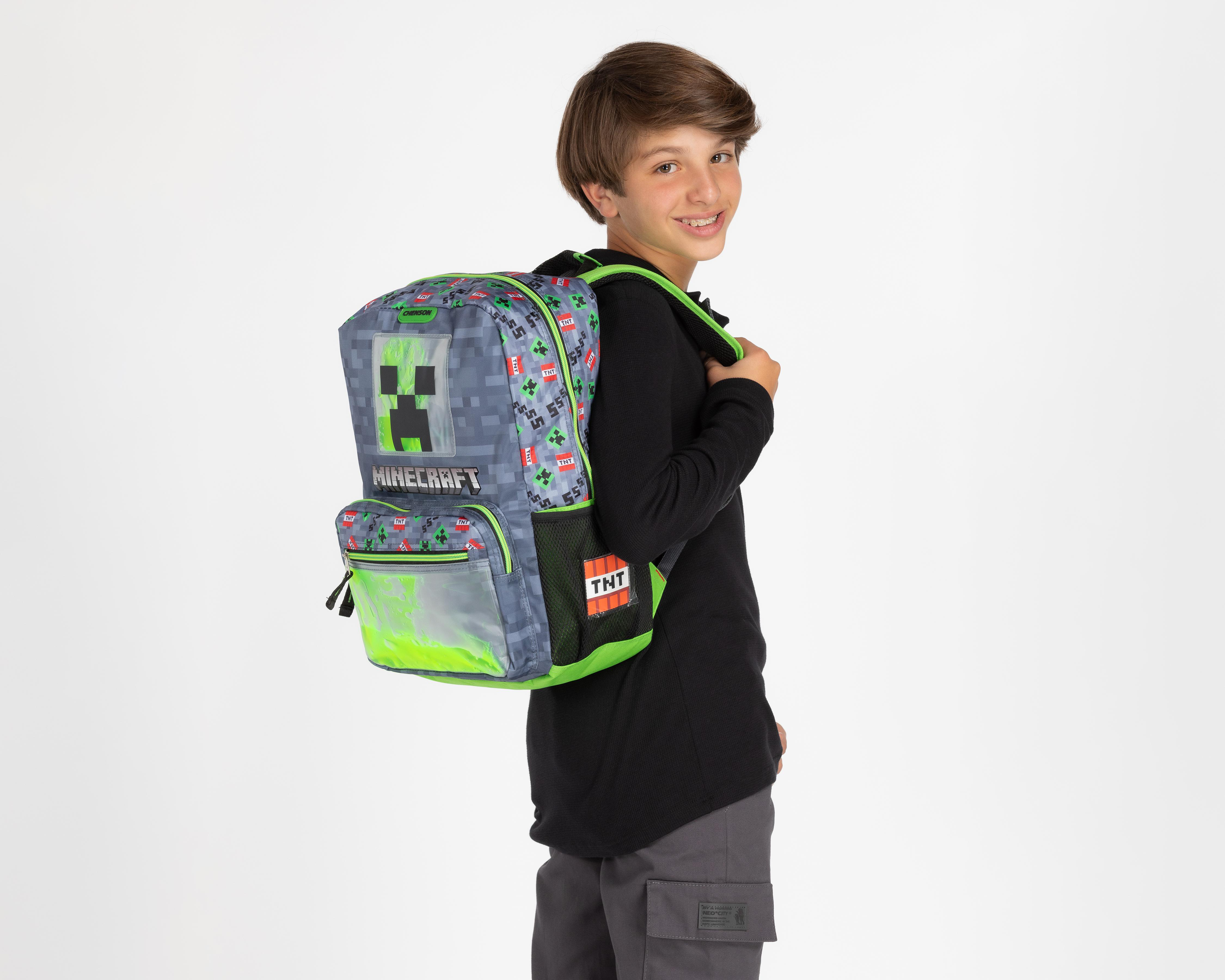 Foto 7 pulgar | Mochila Minecraft Verde