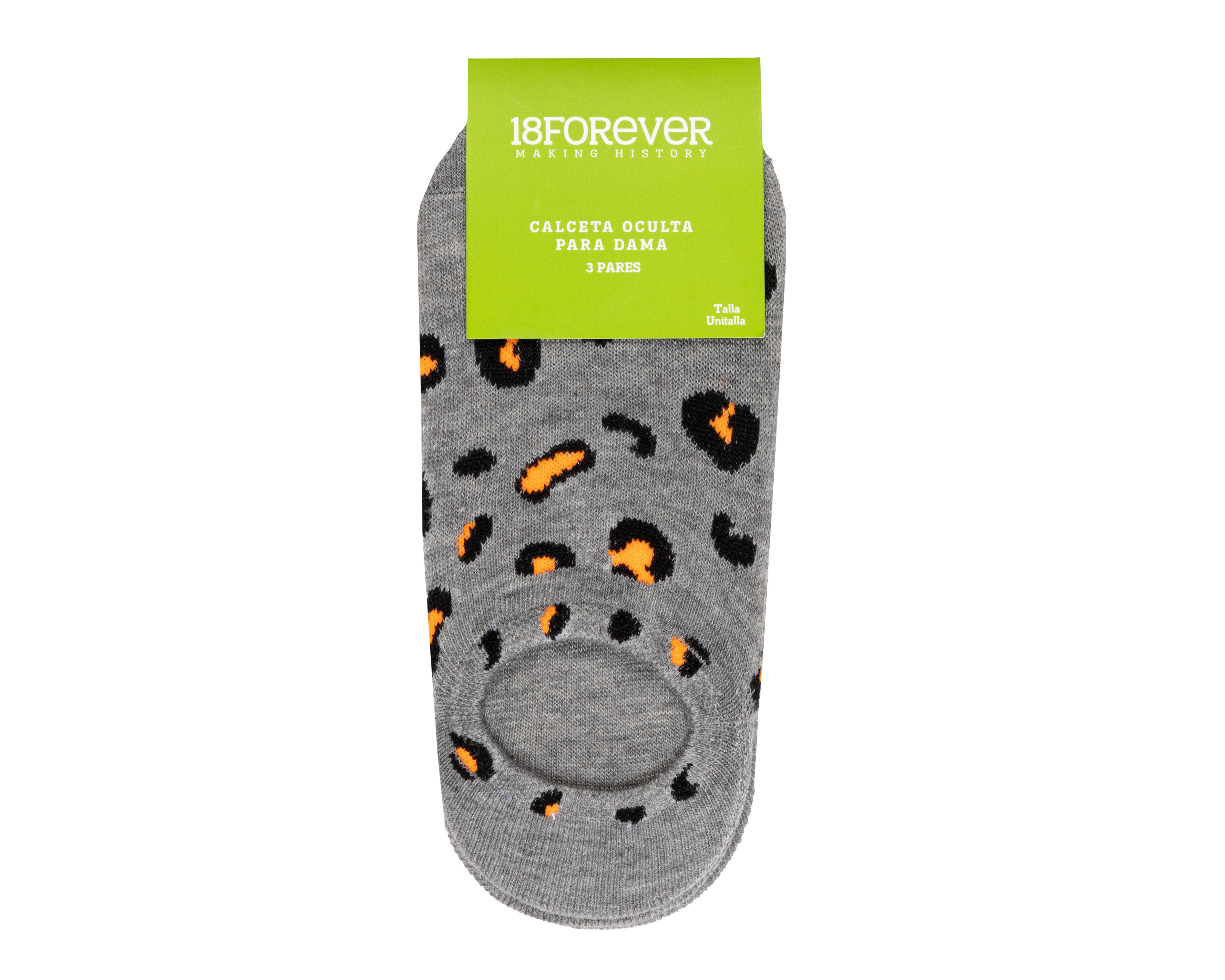 Foto 4 pulgar | Calcetas Invisibles 18 Forever con Estampado Animal Print para Mujer 3 Pares