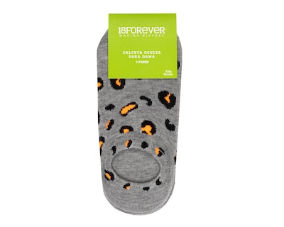 Foto 3 | Calcetas Invisibles 18 Forever con Estampado Animal Print para Mujer 3 Pares
