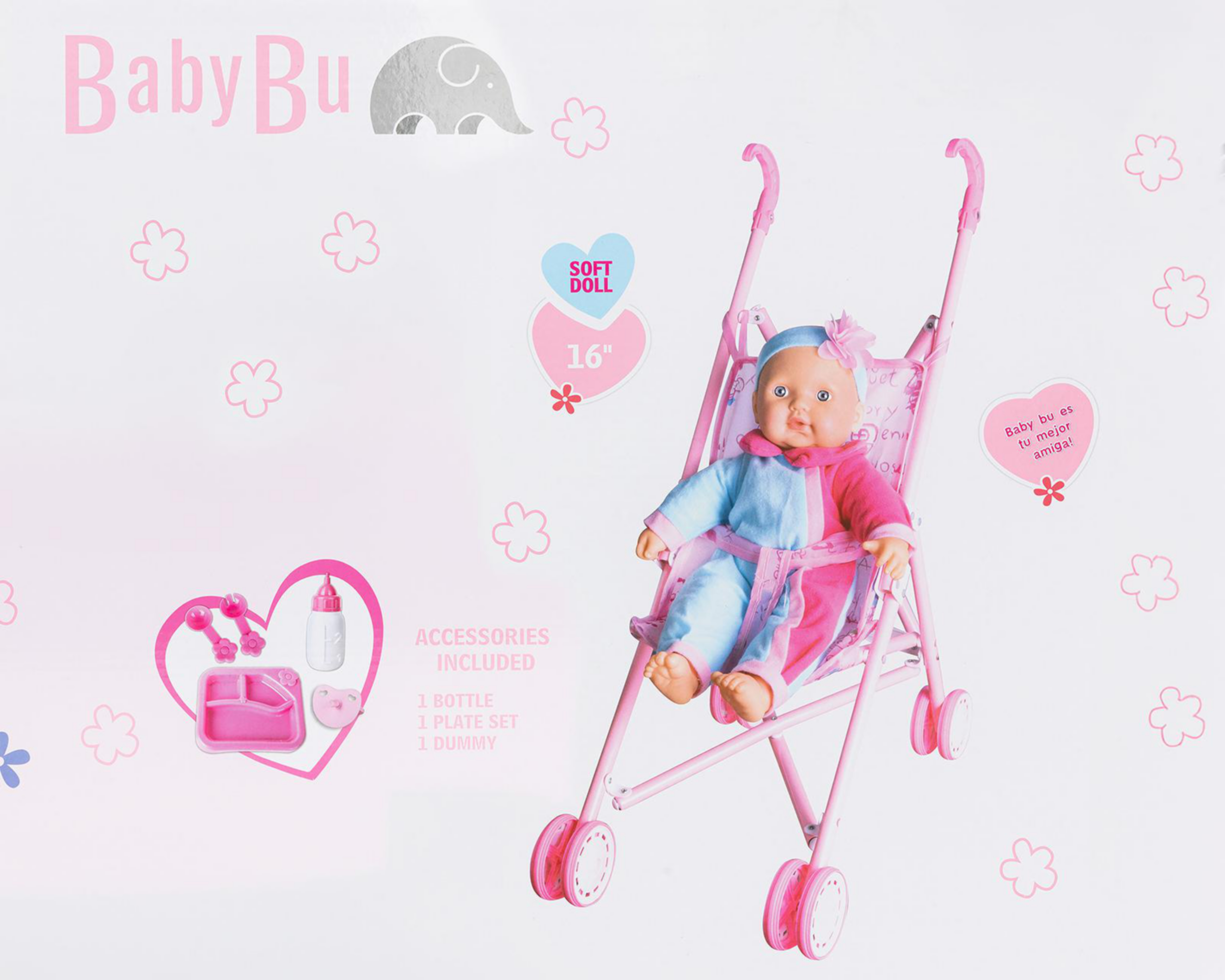 Foto 4 pulgar | Muñeca Baby Bu con Carriola