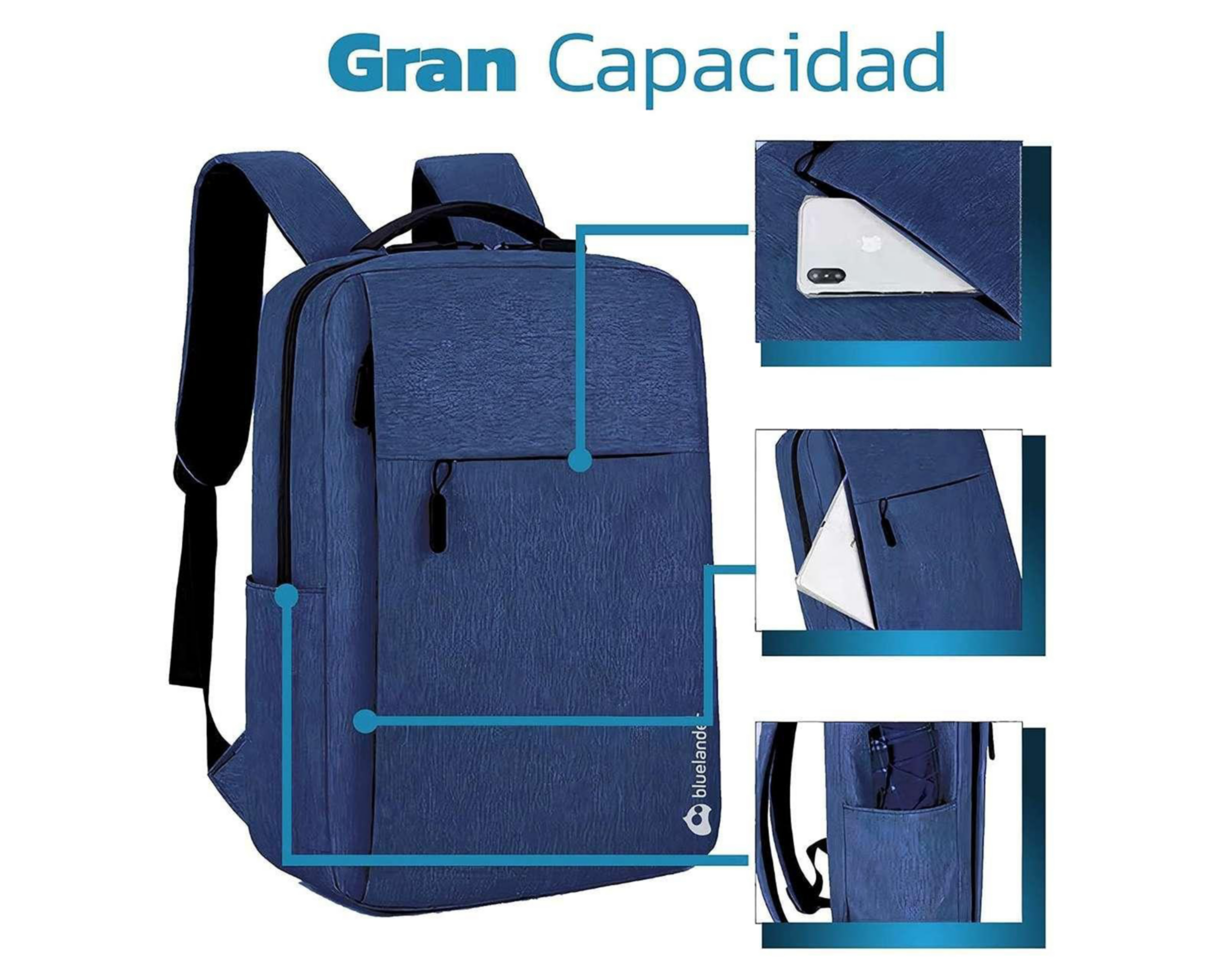 Foto 4 pulgar | Mochila Bluelander Azul