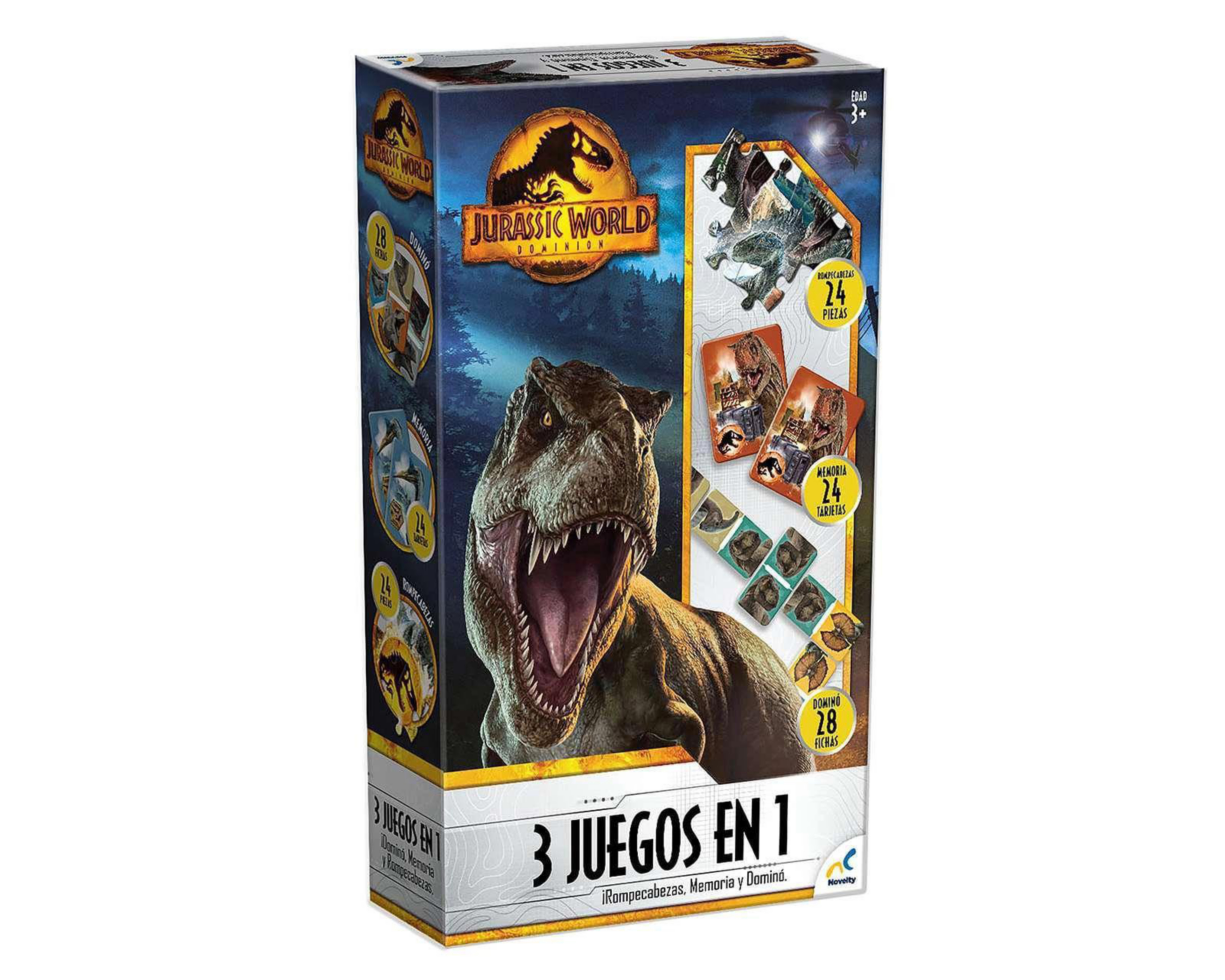 Juego de Mesa 3 en 1 Jurassic World