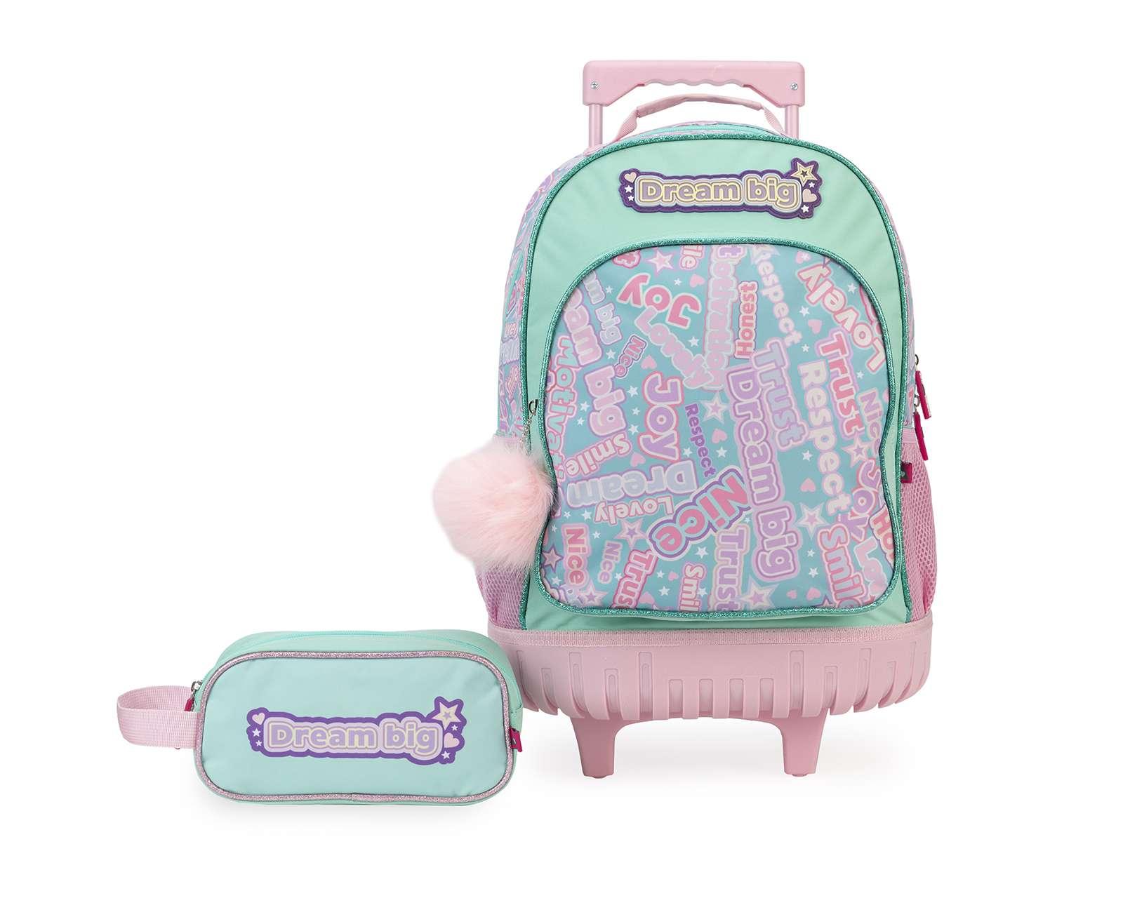 Mochila con Ruedas Girls Attitude Verde/Rosa