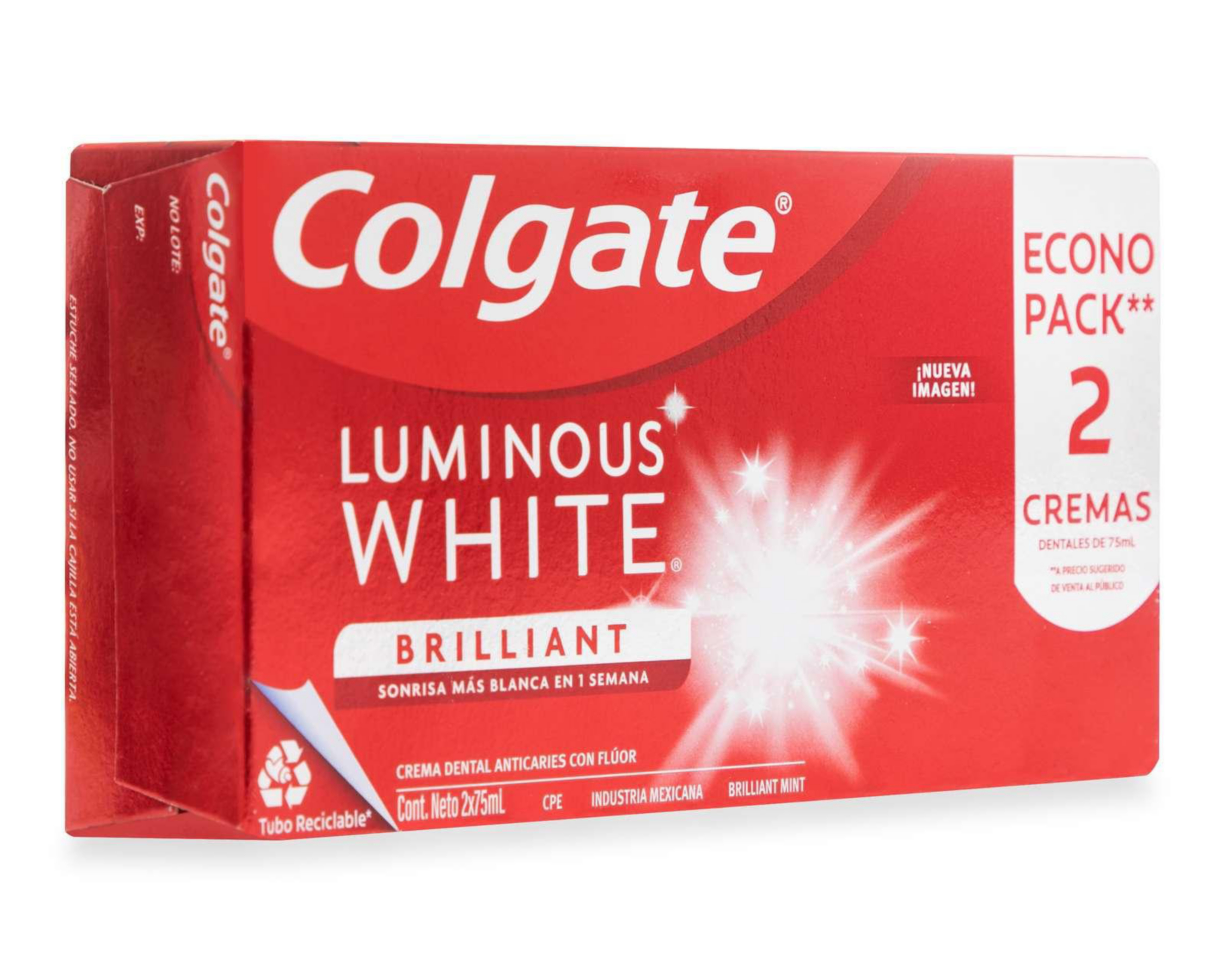 Foto 3 pulgar | Pasta Dental Colgate Luminous White 2 Piezas