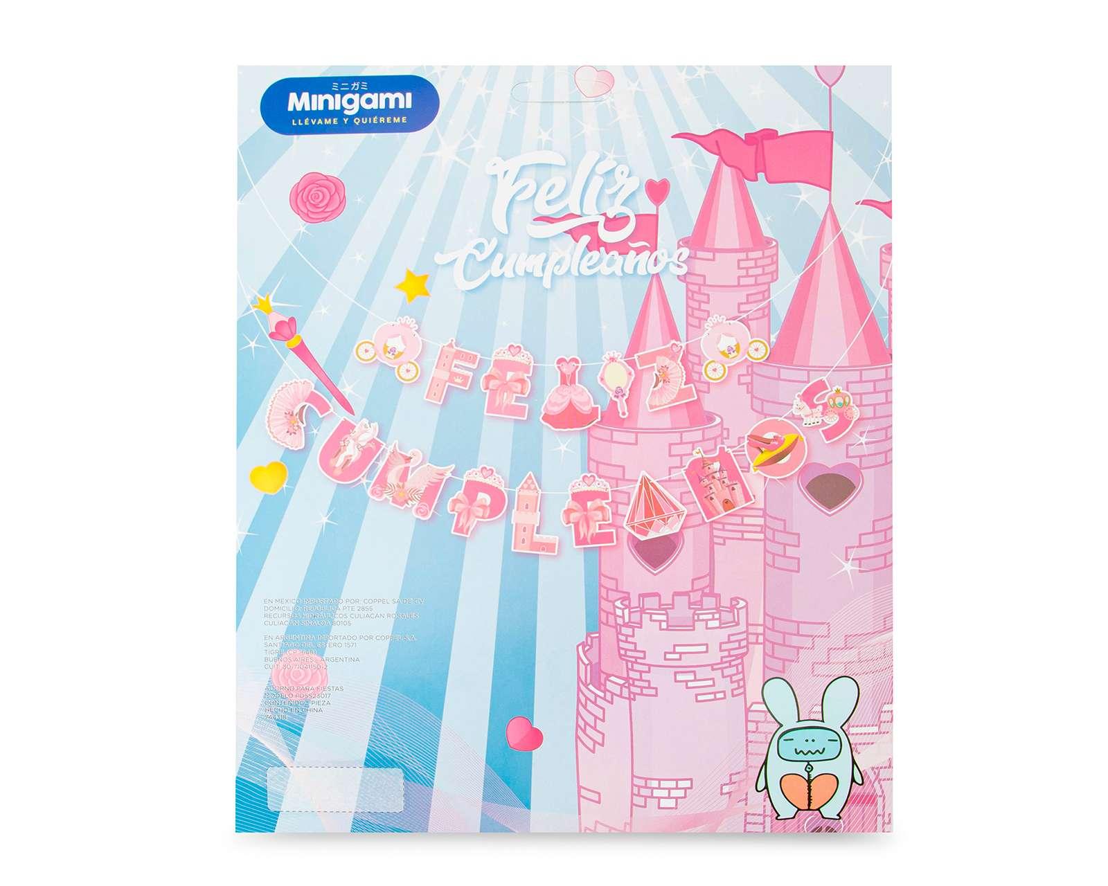 Letrero Minigami Feliz Cumpleaños Castillo de Princesa