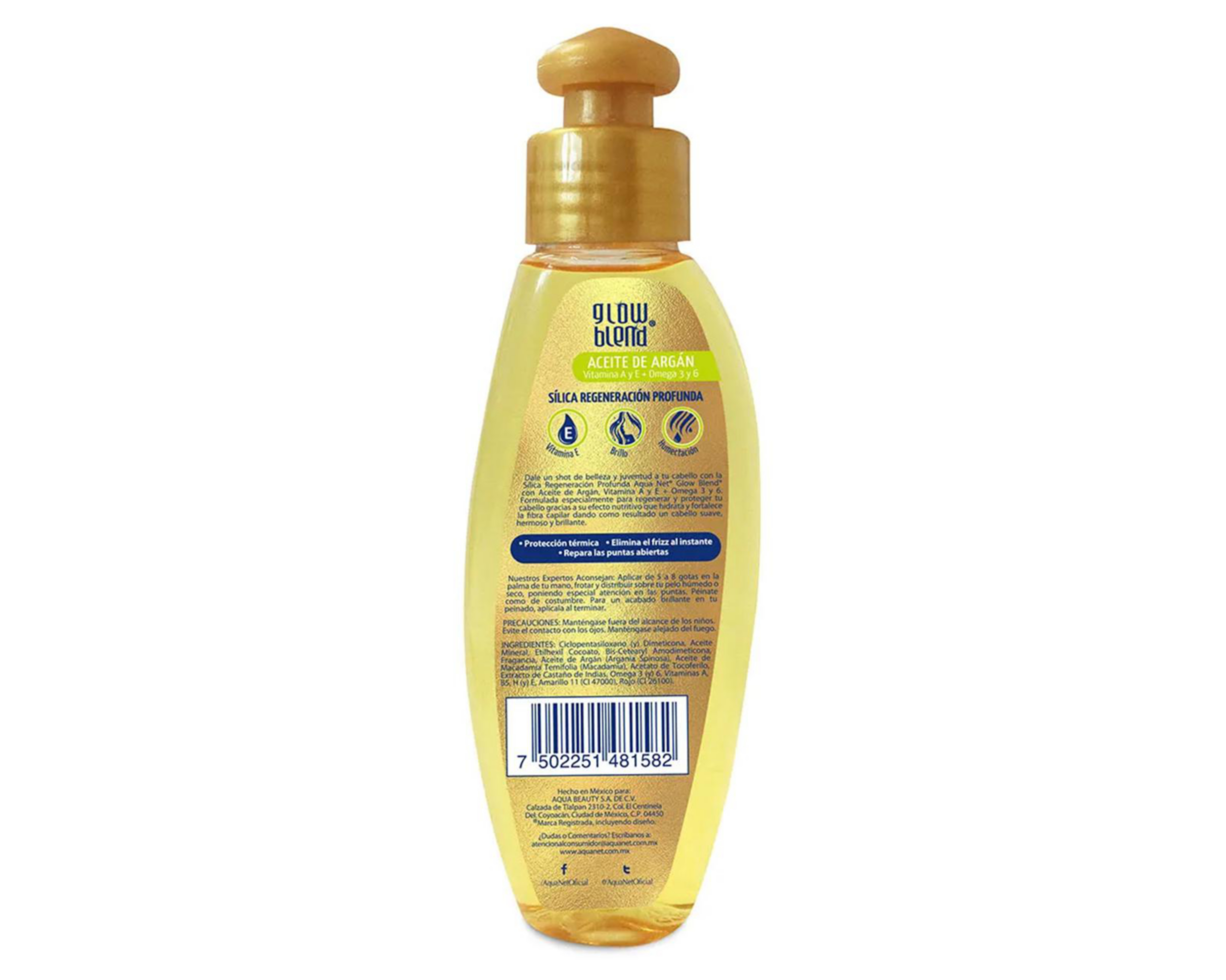 Foto 3 pulgar | Silica Aqua Net Aceite de Argán 100 ml