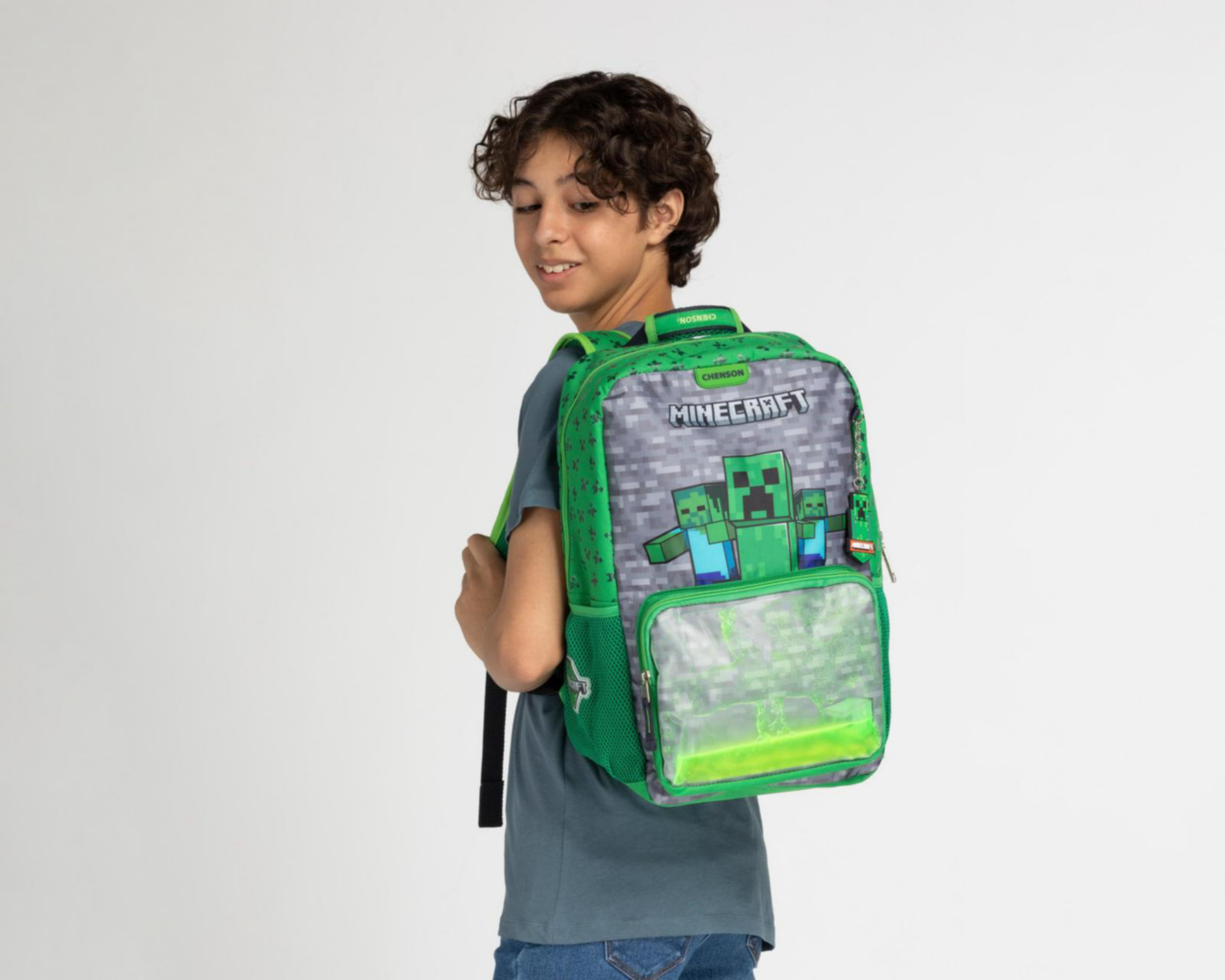 Foto 9 pulgar | Mochila Minecraft Verde