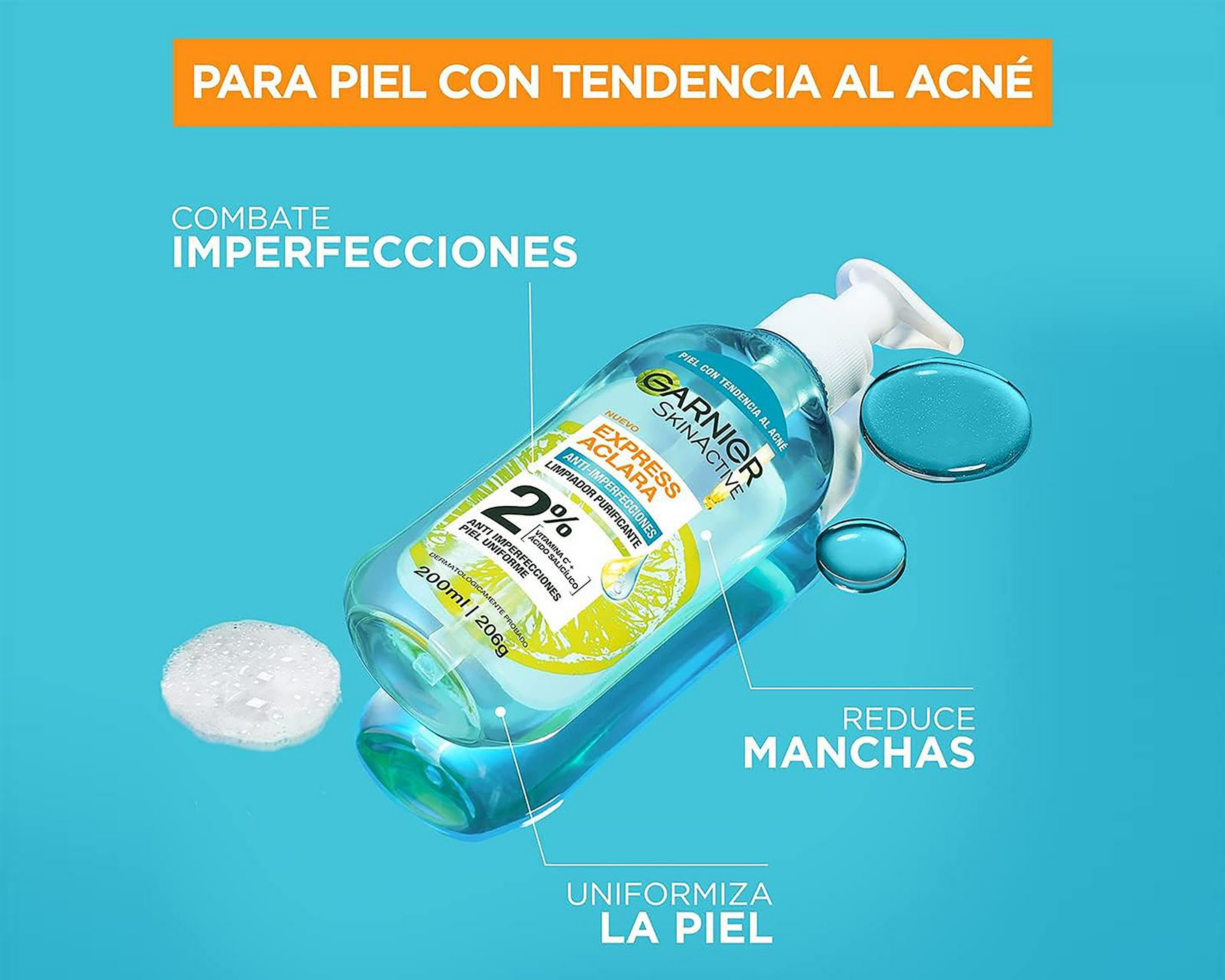 Foto 6 pulgar | Limpiador Facial Garnier Skin Active Express Aclara Antimperfecciones 200 ml