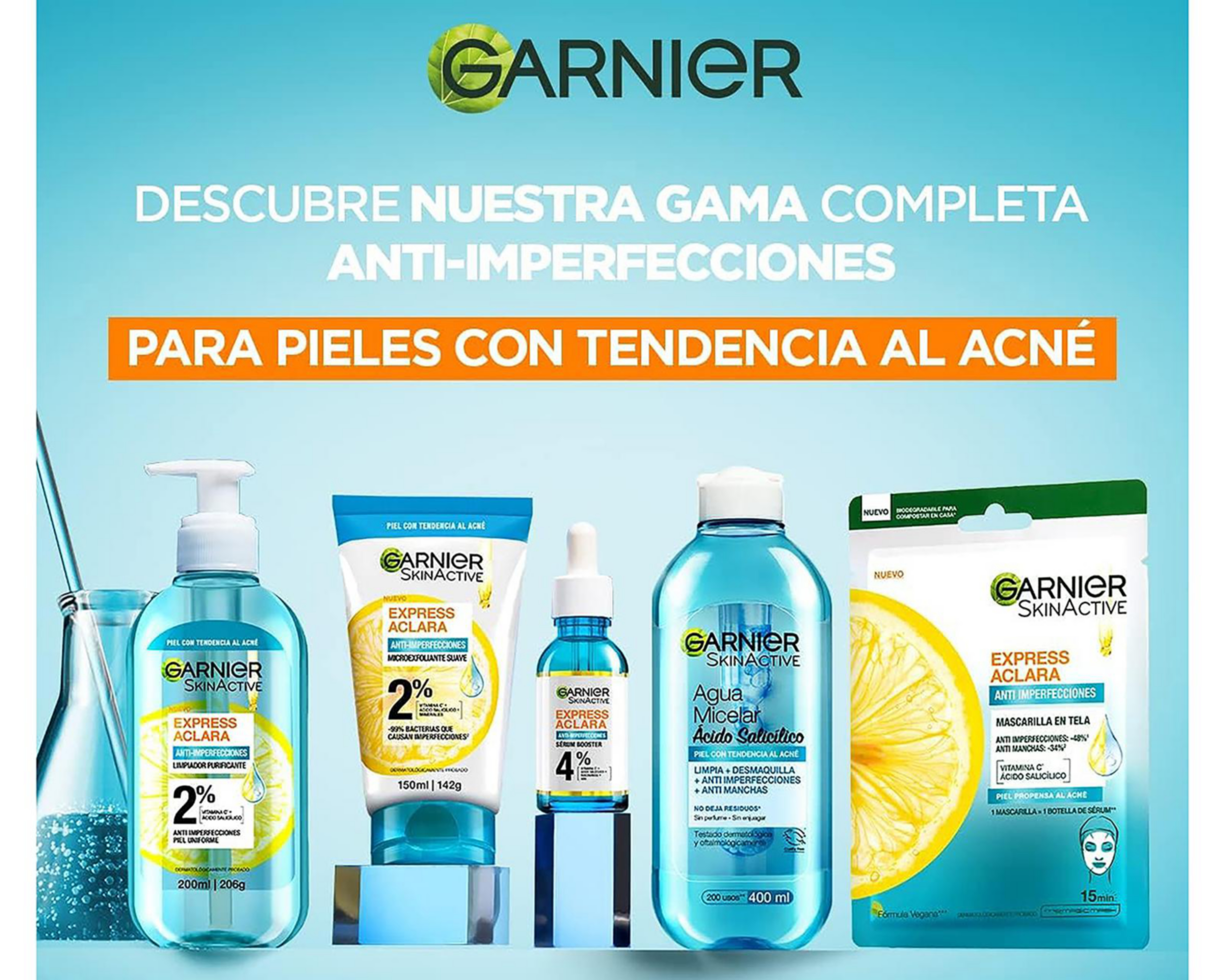 Foto 7 pulgar | Limpiador Facial Garnier Skin Active Express Aclara Antimperfecciones 200 ml