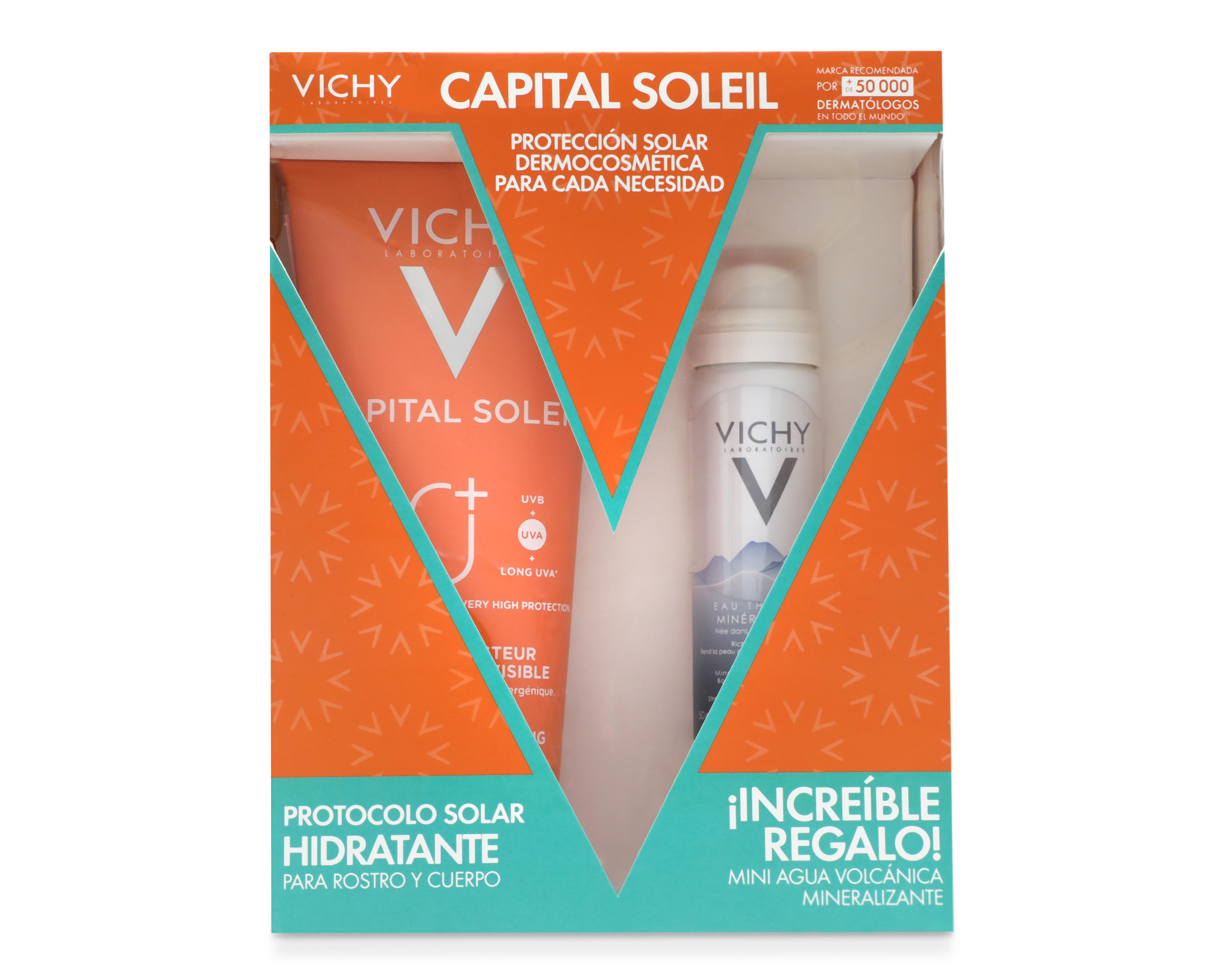 Protector Solar Capital Soleil FPS 50 + Agua Volcanica Mineralizante Vichy 2 Piezas