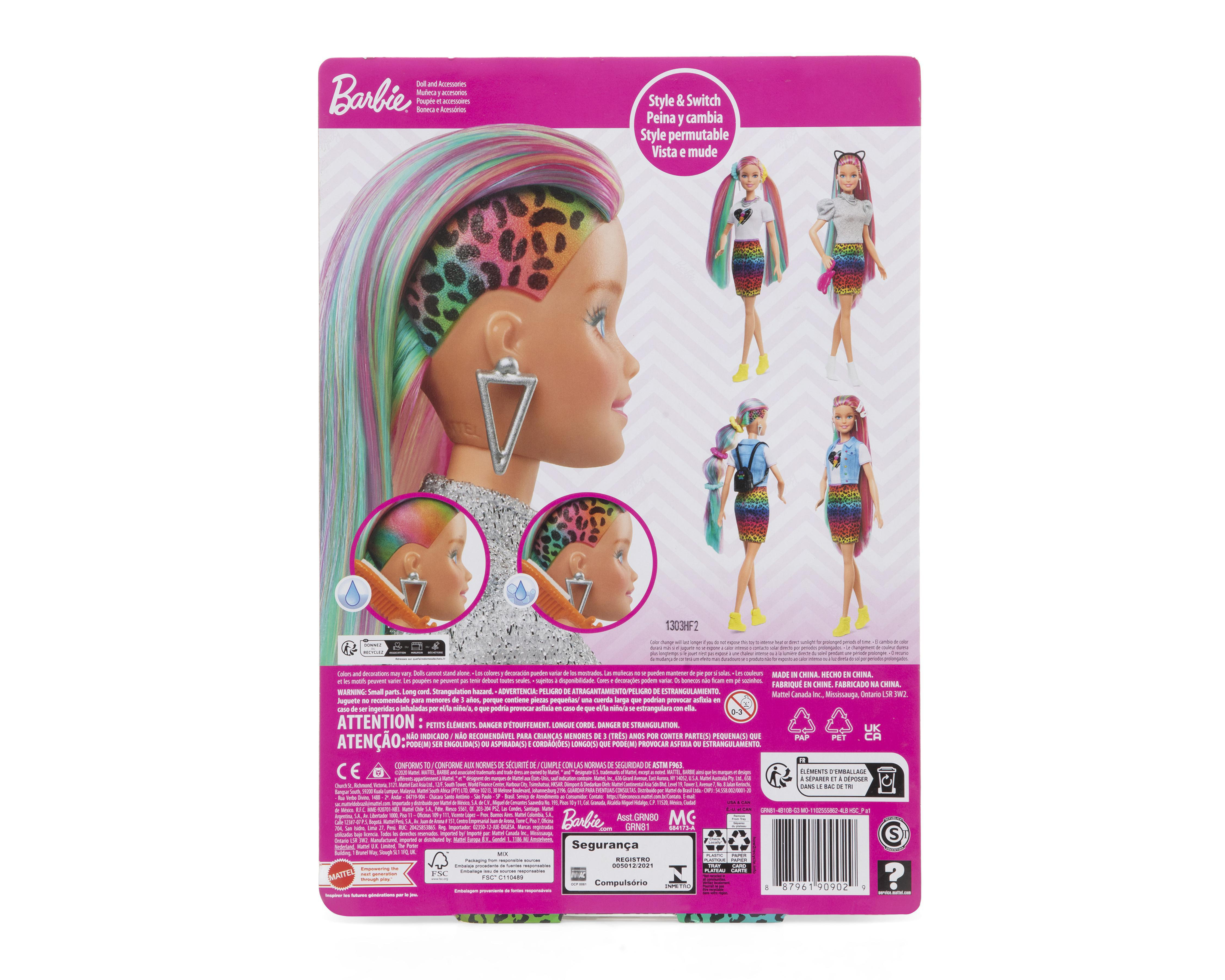 Foto 10 pulgar | Muñeca Barbie Leopard Rainbow Hair