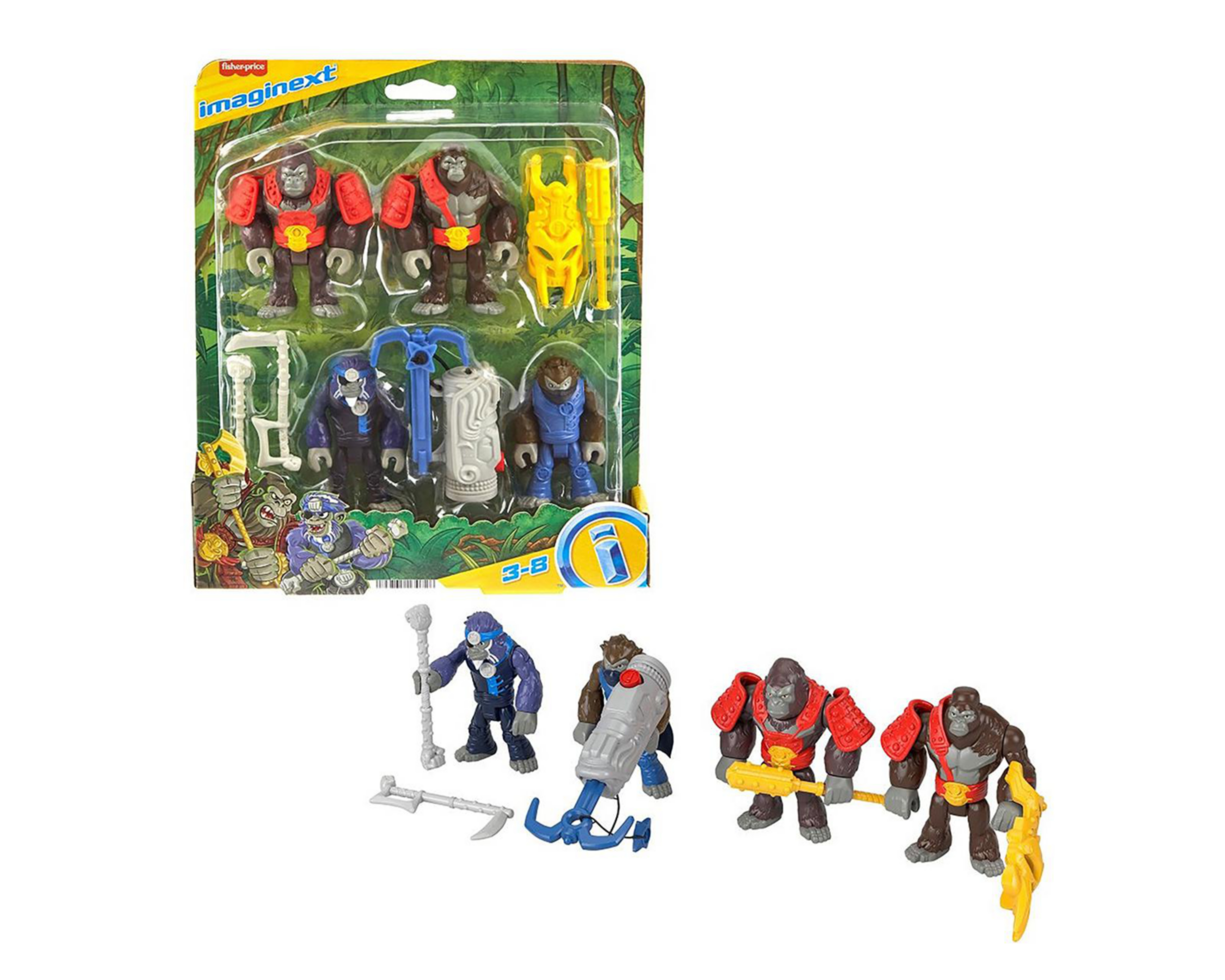 Gorila y Mono de Acción Imaginext Fisher Price 4 Piezas