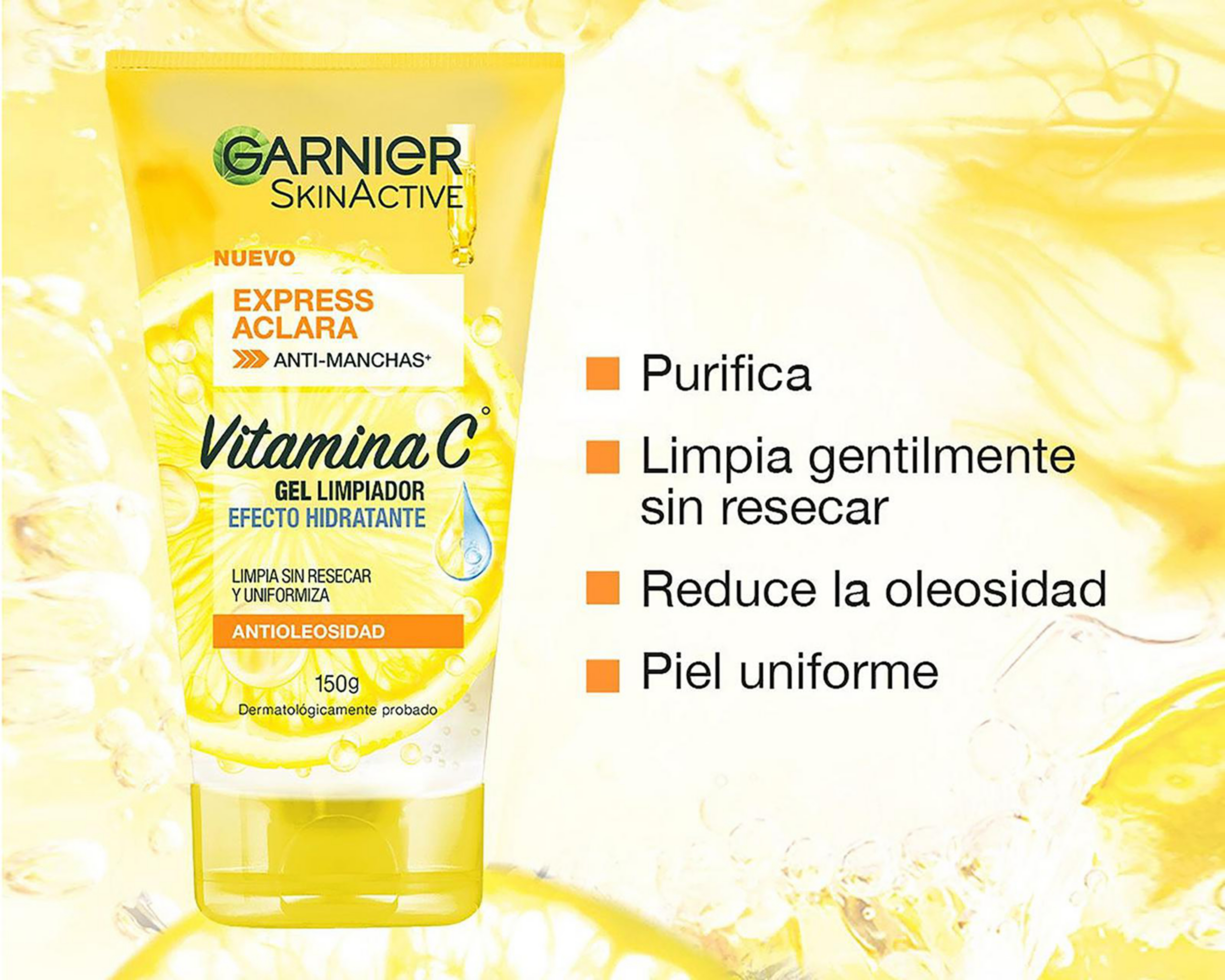 Foto 4 pulgar | Gel Limpiador Garnier Skin Active Express Aclara Vitamina C 150 g