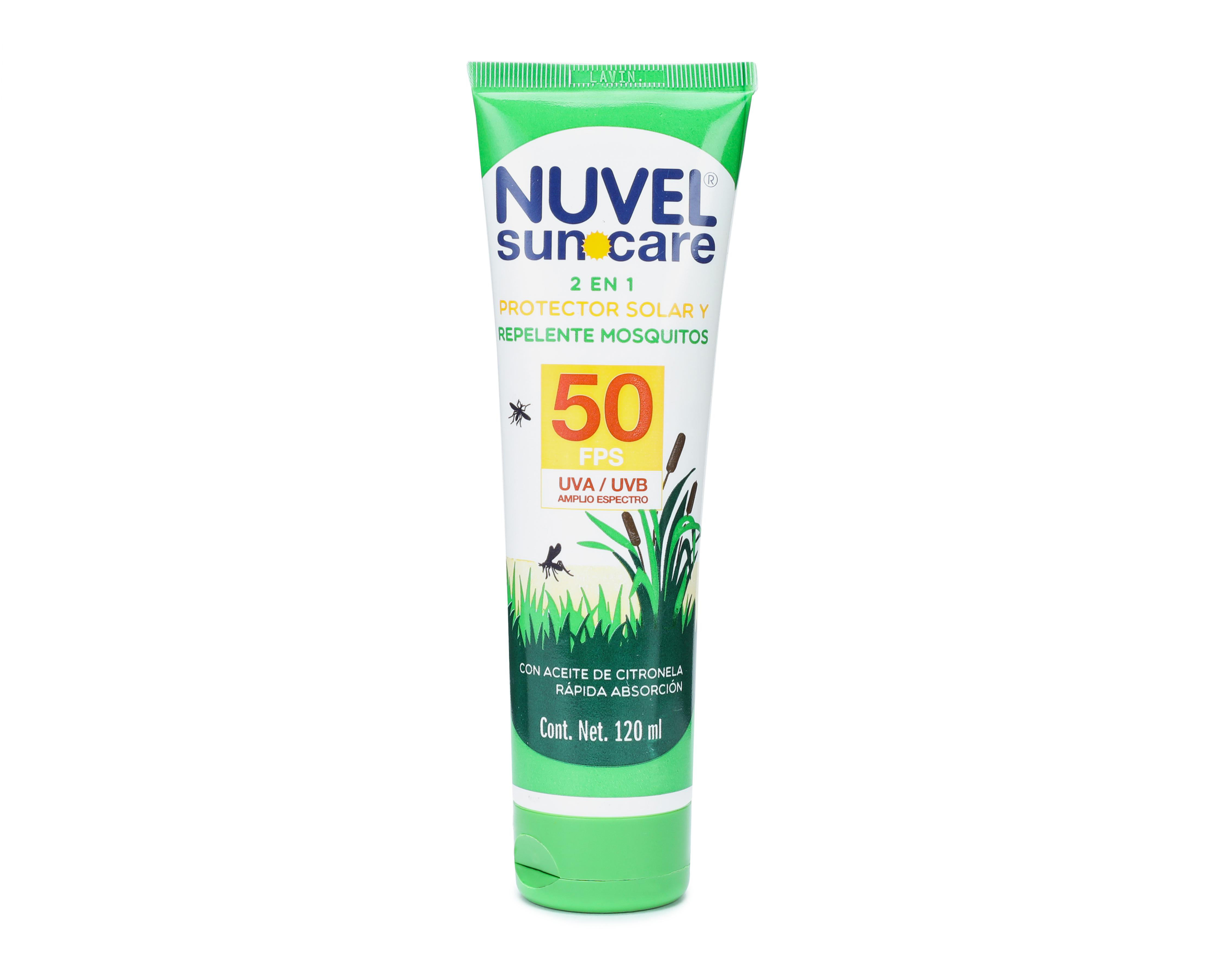 Protector Solar Nuvel Suncare FPS 50+ con Repelente de Mosquitos 120 ml $99