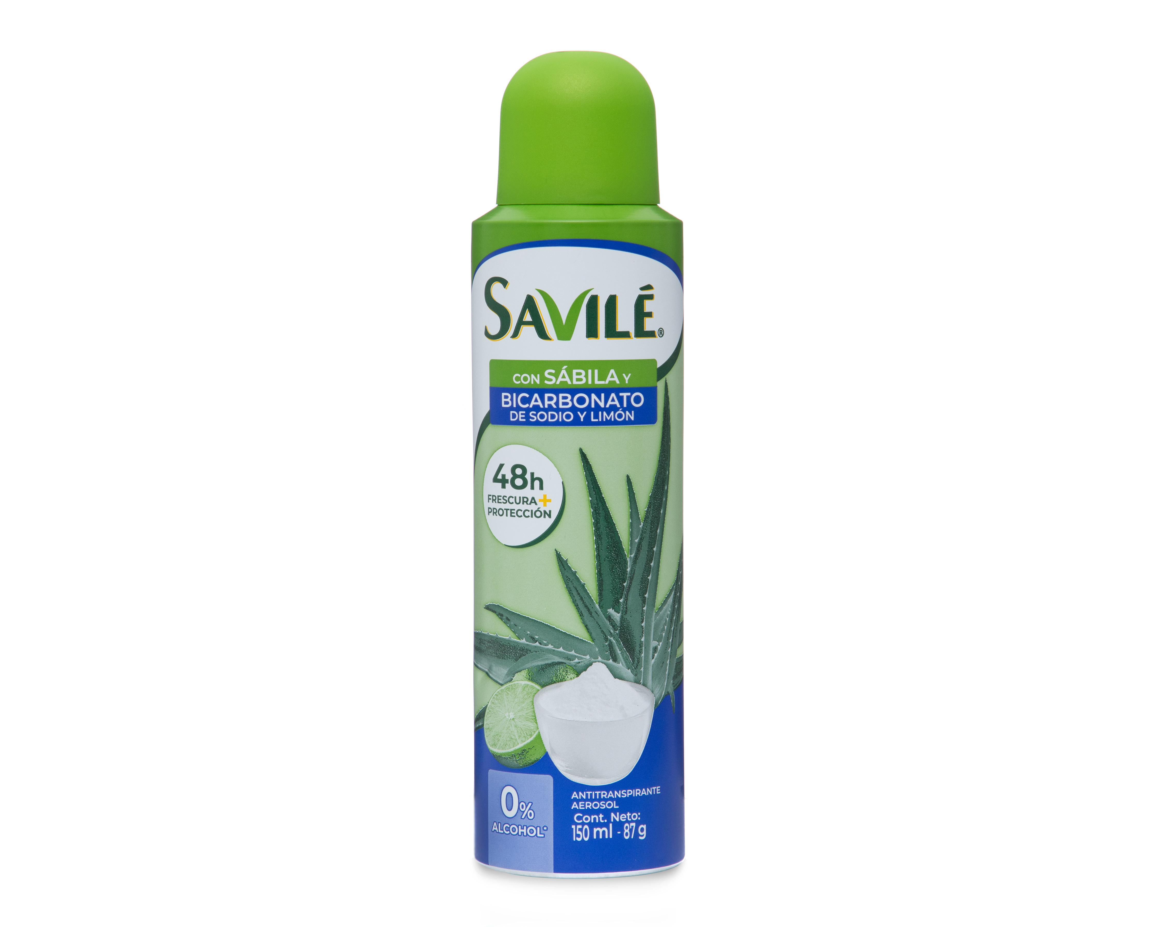 Desodorante Savilé en Aerosol con Sábila y Bicarbonato 150 ml