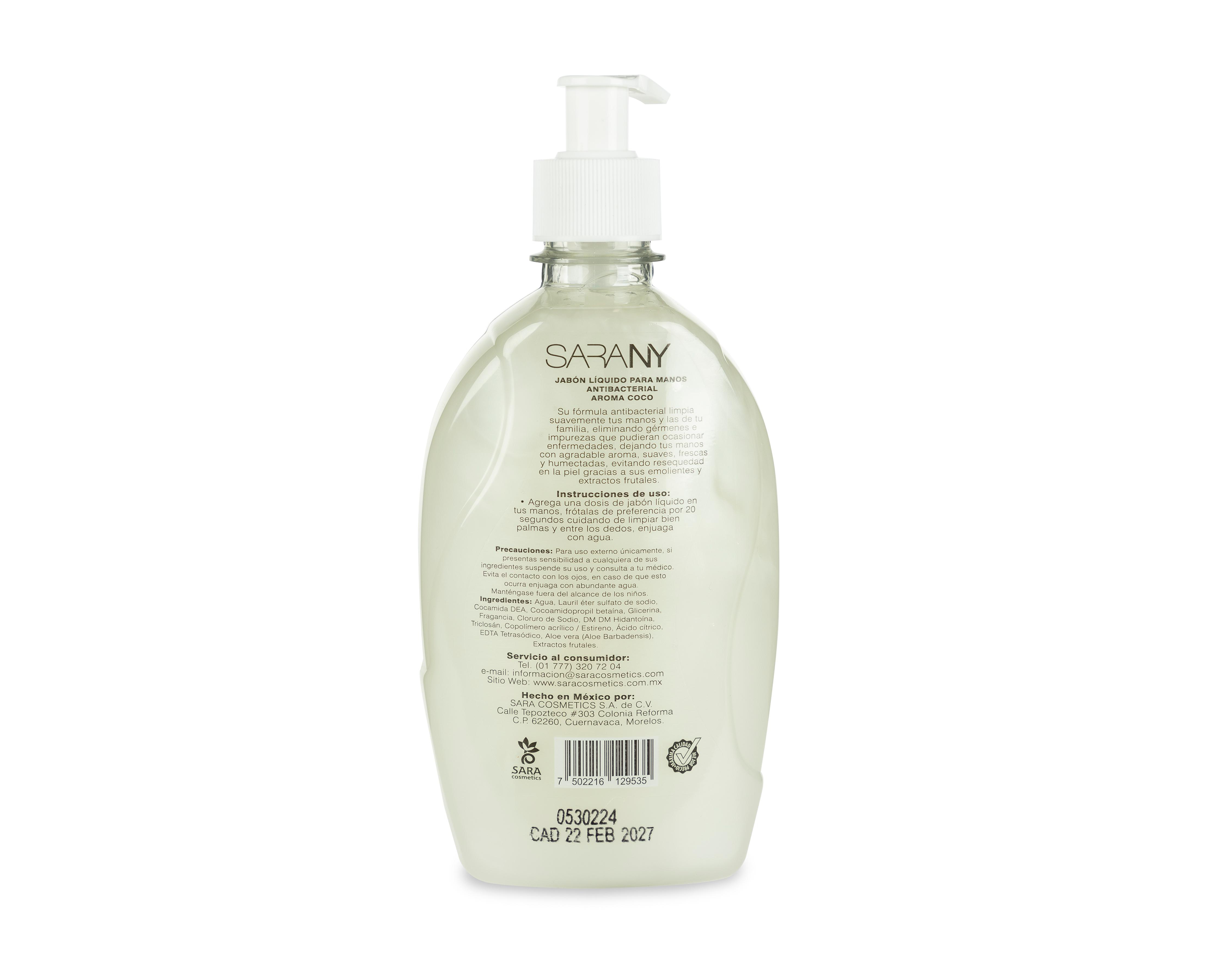 Foto 2 | Jabón Líquido Antibacterial Sarany para Manos Coco 500 ml