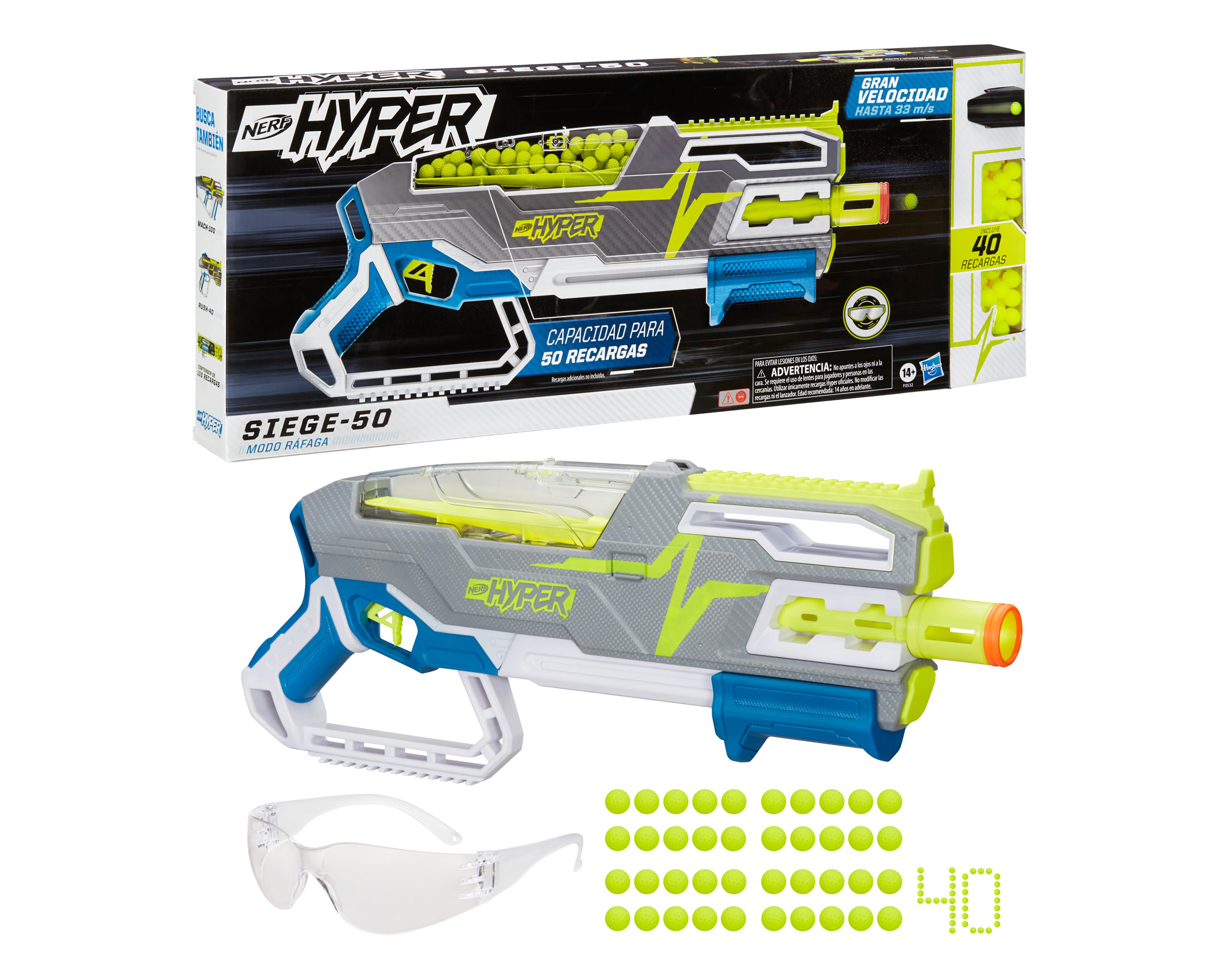 Foto 2 pulgar | Lanzador Nerf Hyper Siege-50