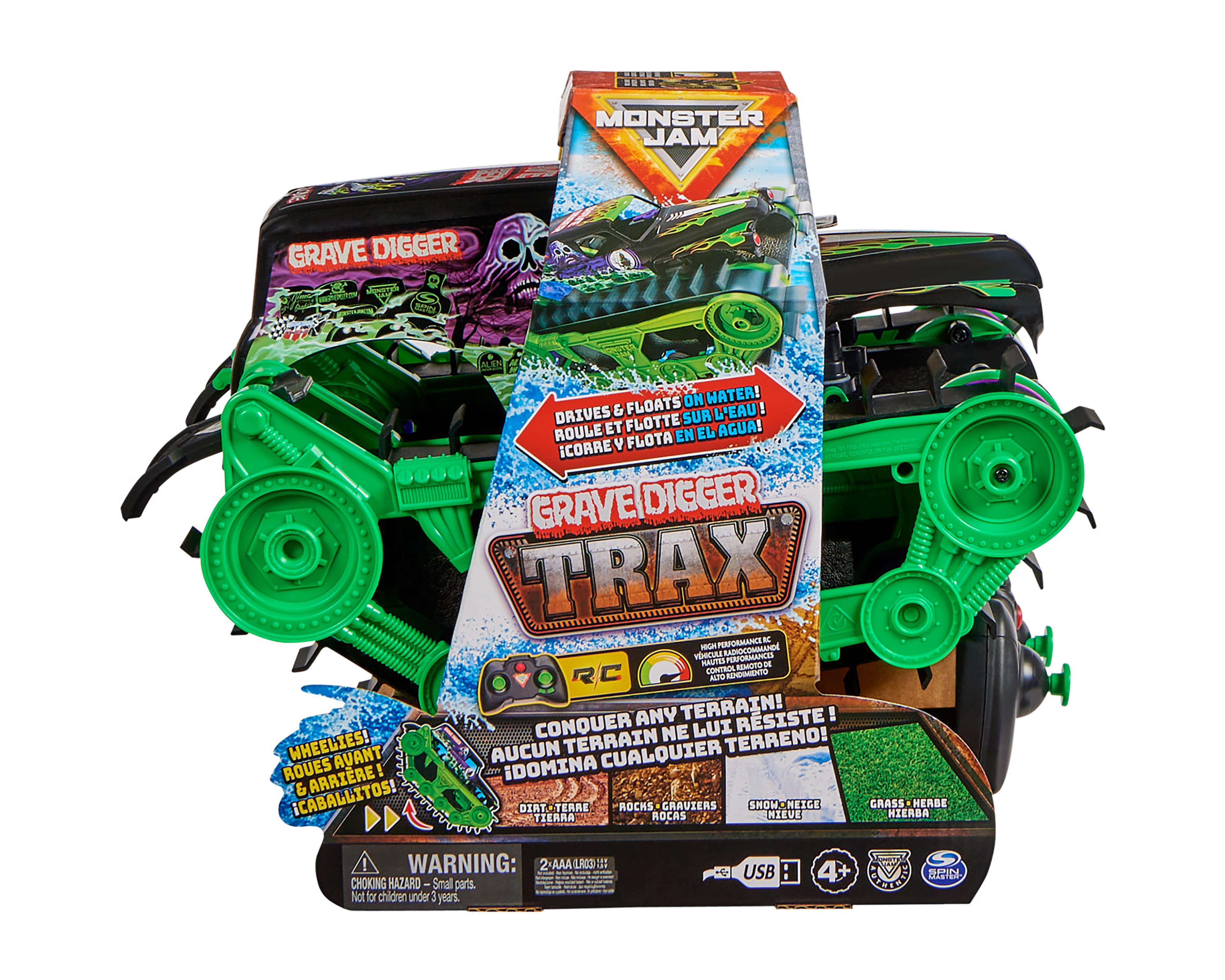 Tanque a Control Remoto Spin Master Monster Jam Grave Digger Trax
