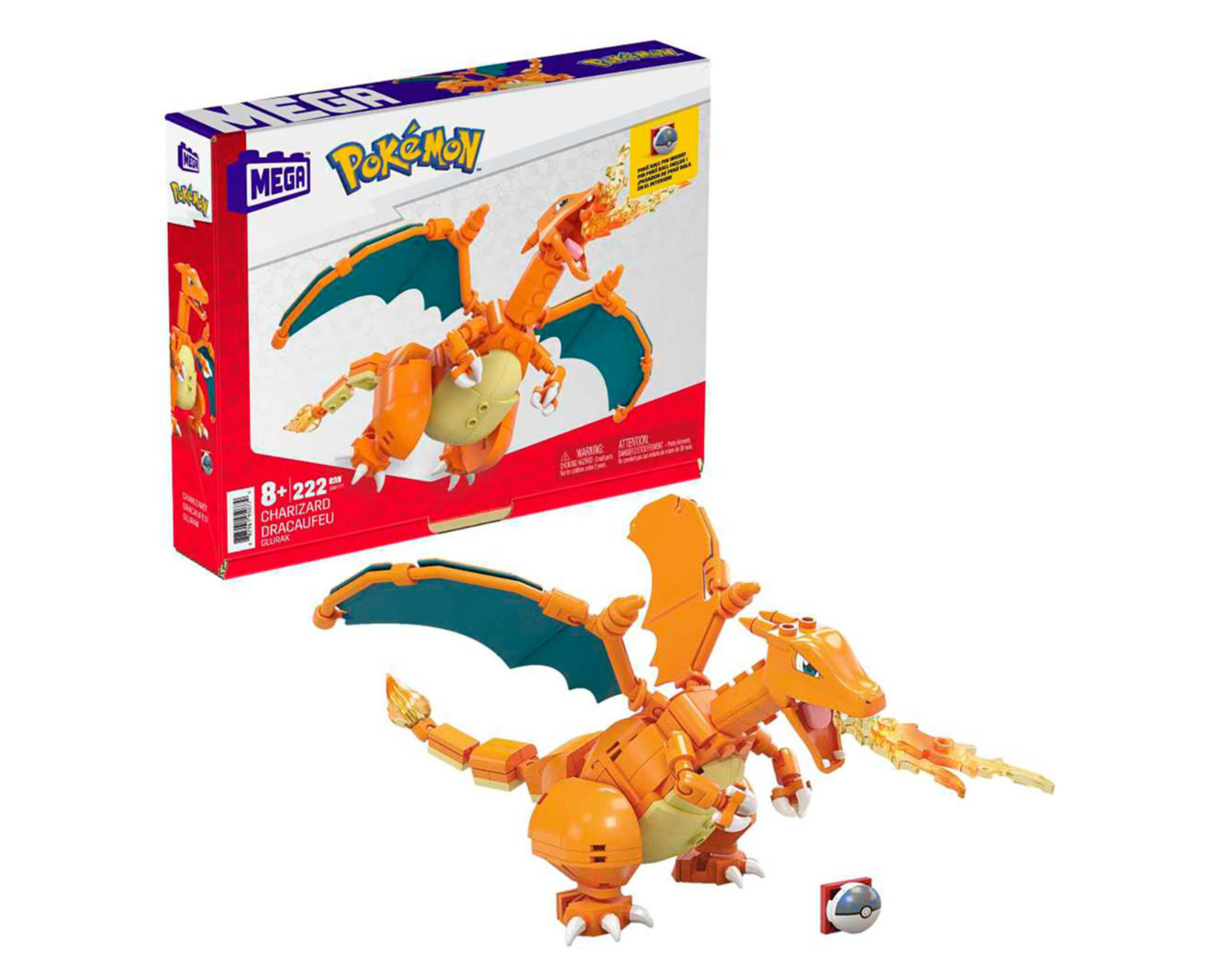 Bloques de Construcción Mega Pokémon Charizard 222 Piezas