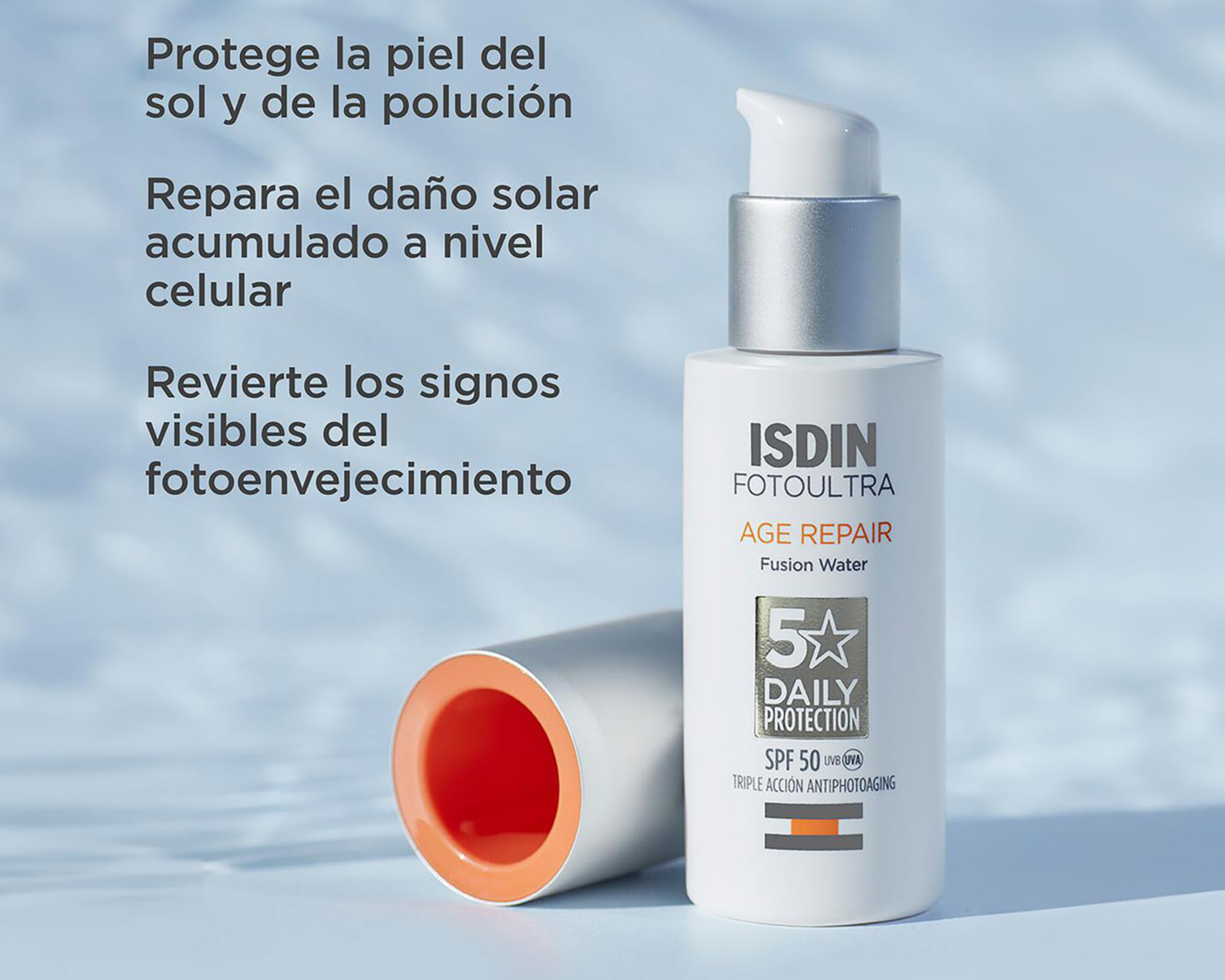 Foto 3 pulgar | Protector Solar ISDIN Age Repair Fusion Water FPS 50+ 50 ml