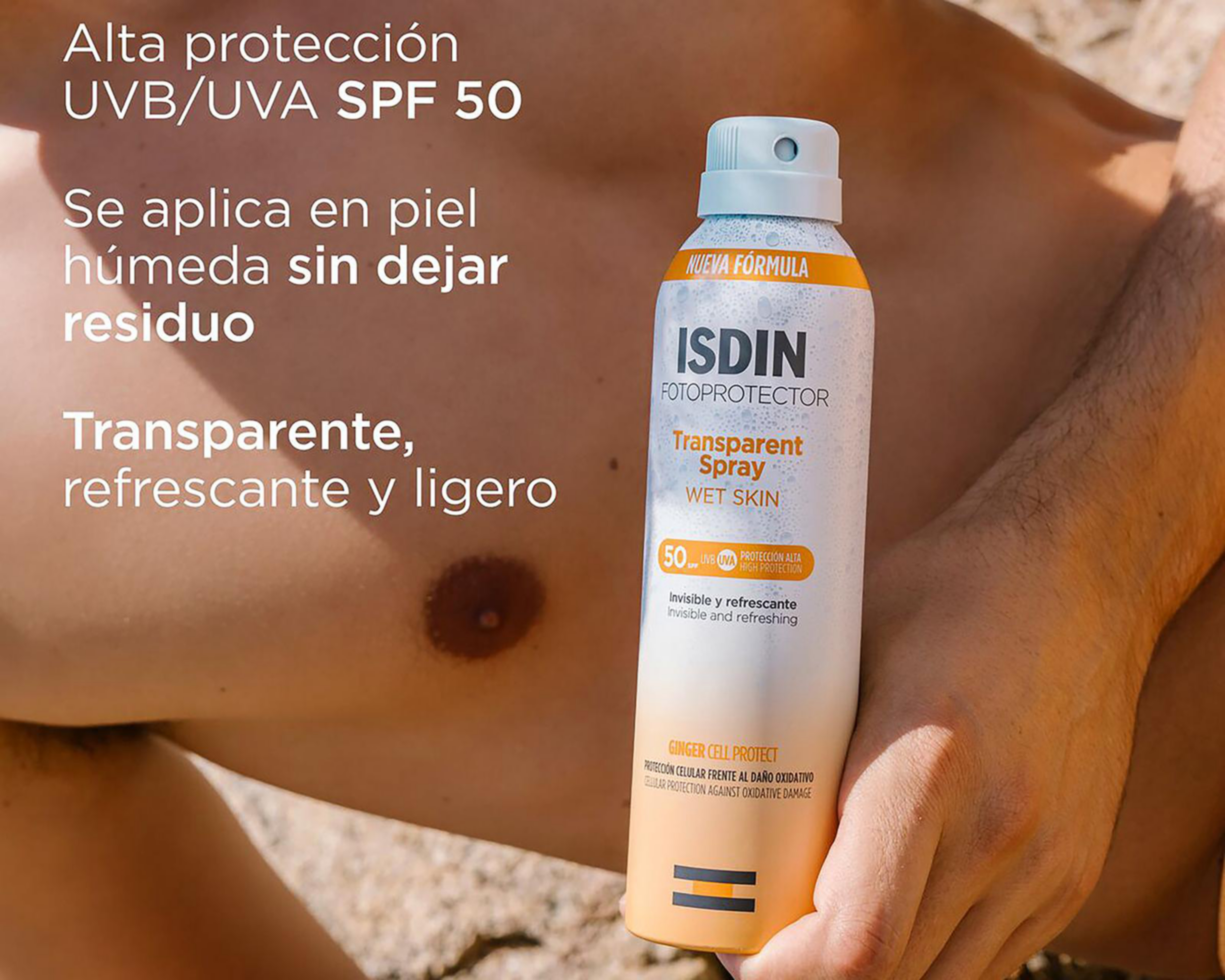 Foto 3 pulgar | Protector Solar ISDIN Transparent Spray Wet Skin FPS 50+ 250 ml