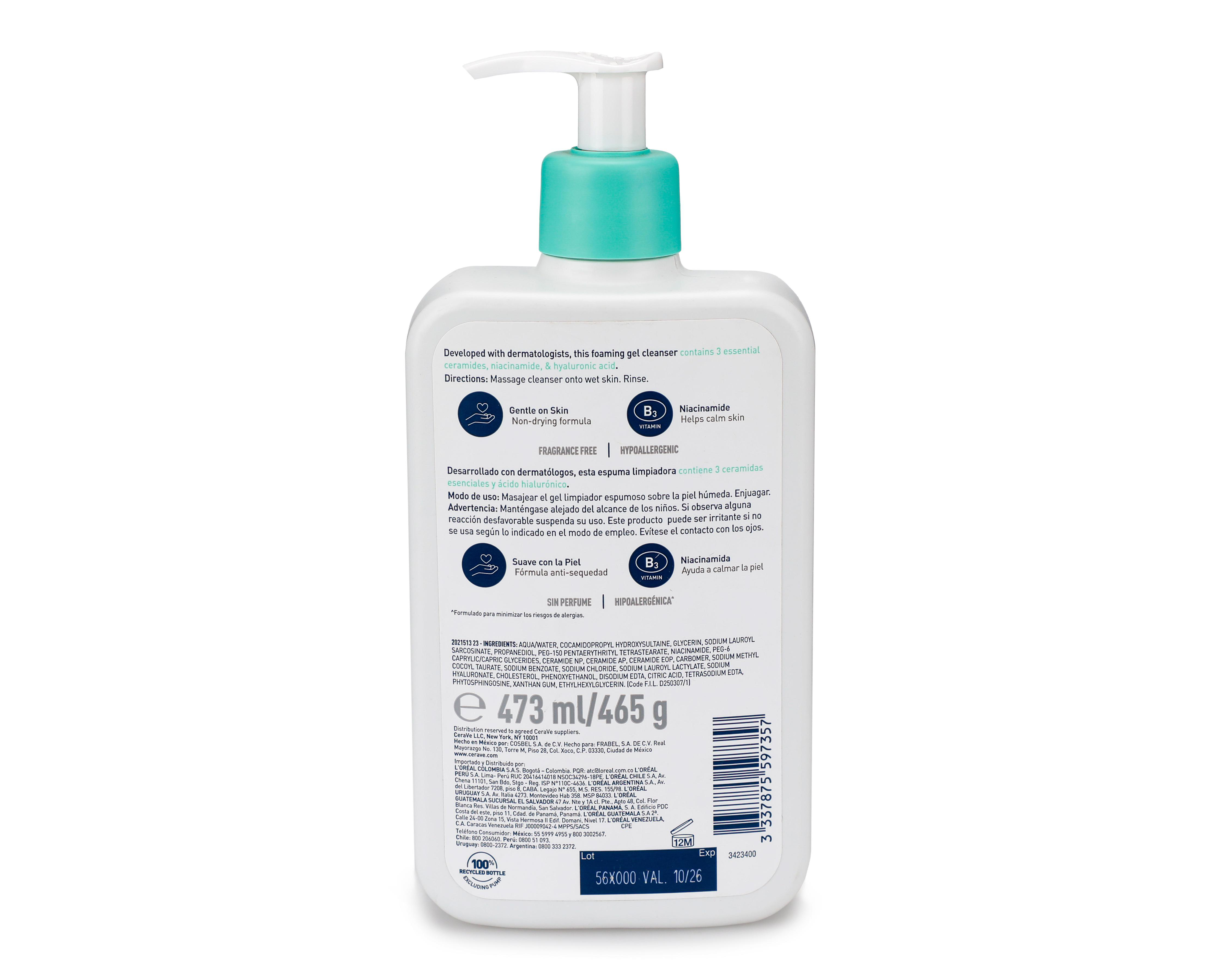 Foto 3 pulgar | Gel Limpiador Espumoso CeraVe para Rostro 473 ml