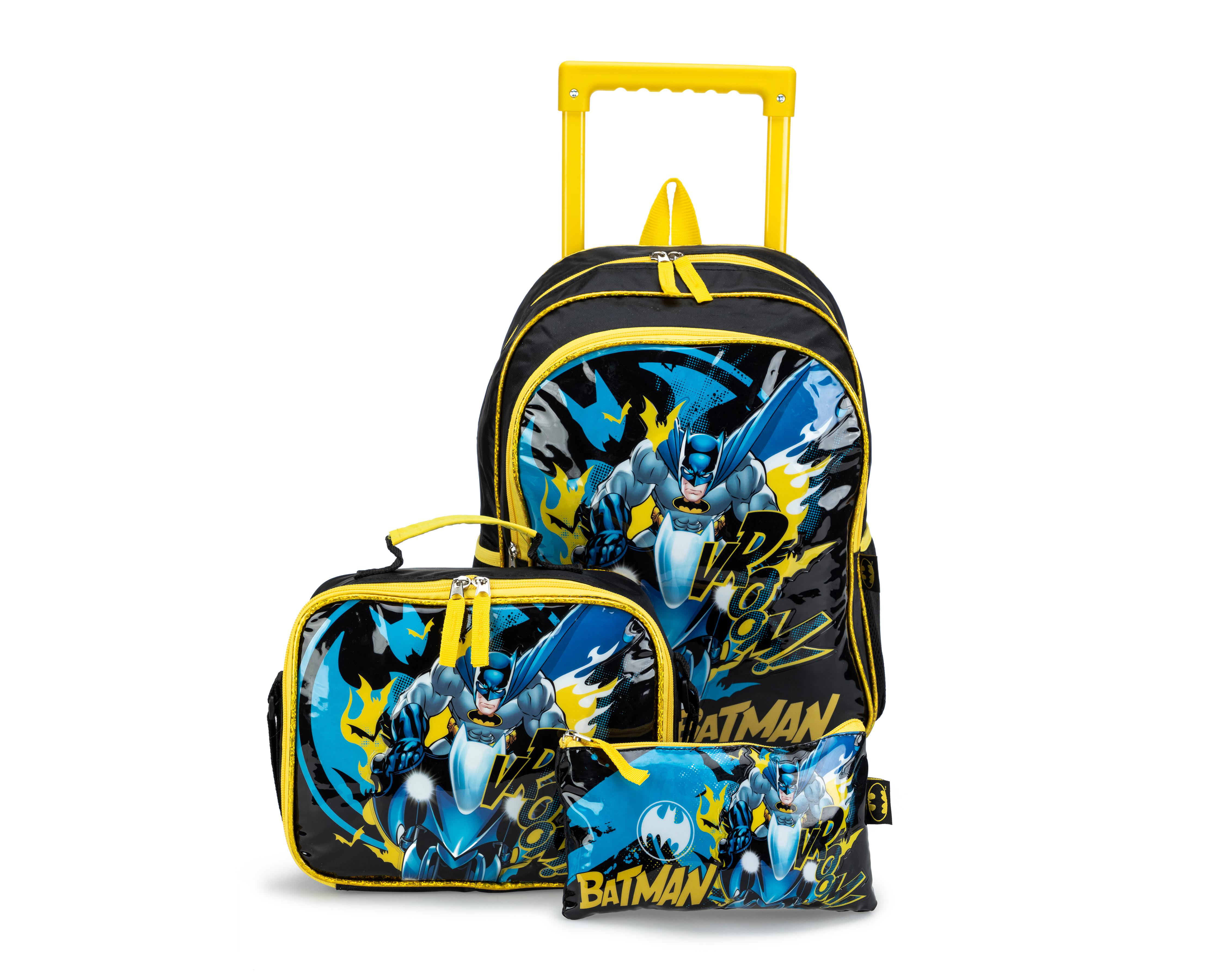 Mochila Escolar Batman con Lonchera y Lapicera