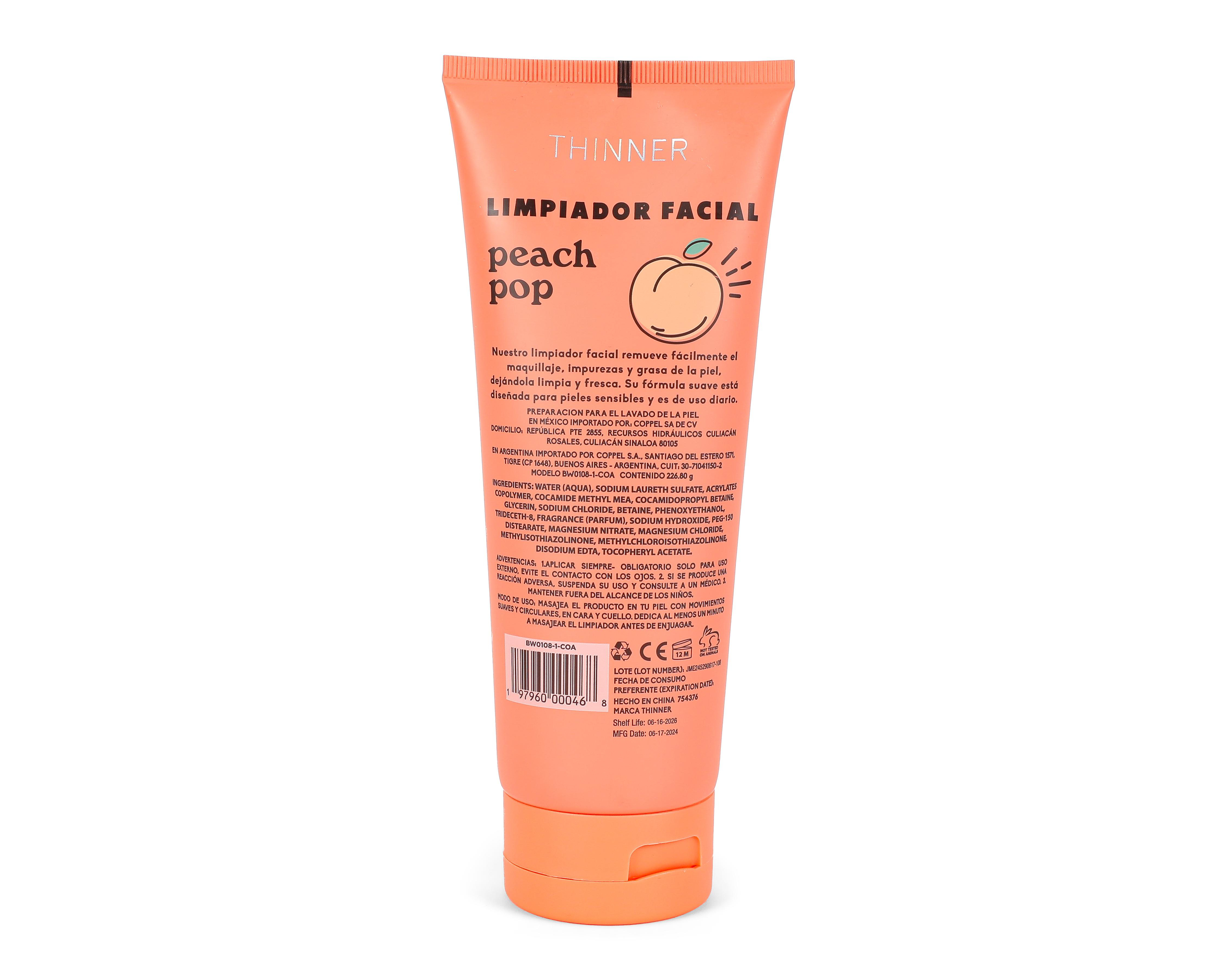 Foto 3 pulgar | Limpiador Facial Thinner Peach Pop 236 ml