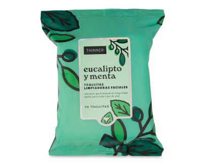 Foto 2 | Toallitas Desmaquillantes Eucalipto y Menta Thinner 60 Piezas