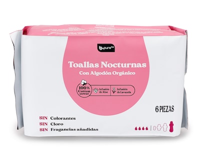 Foto 1 | Toalla Femenina BPure con Algodón Orgánico 6 Piezas
