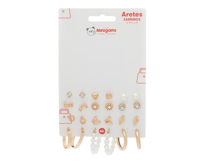 Foto 1 | Aretes de Bisutería Minigami Dorado 12 Piezas