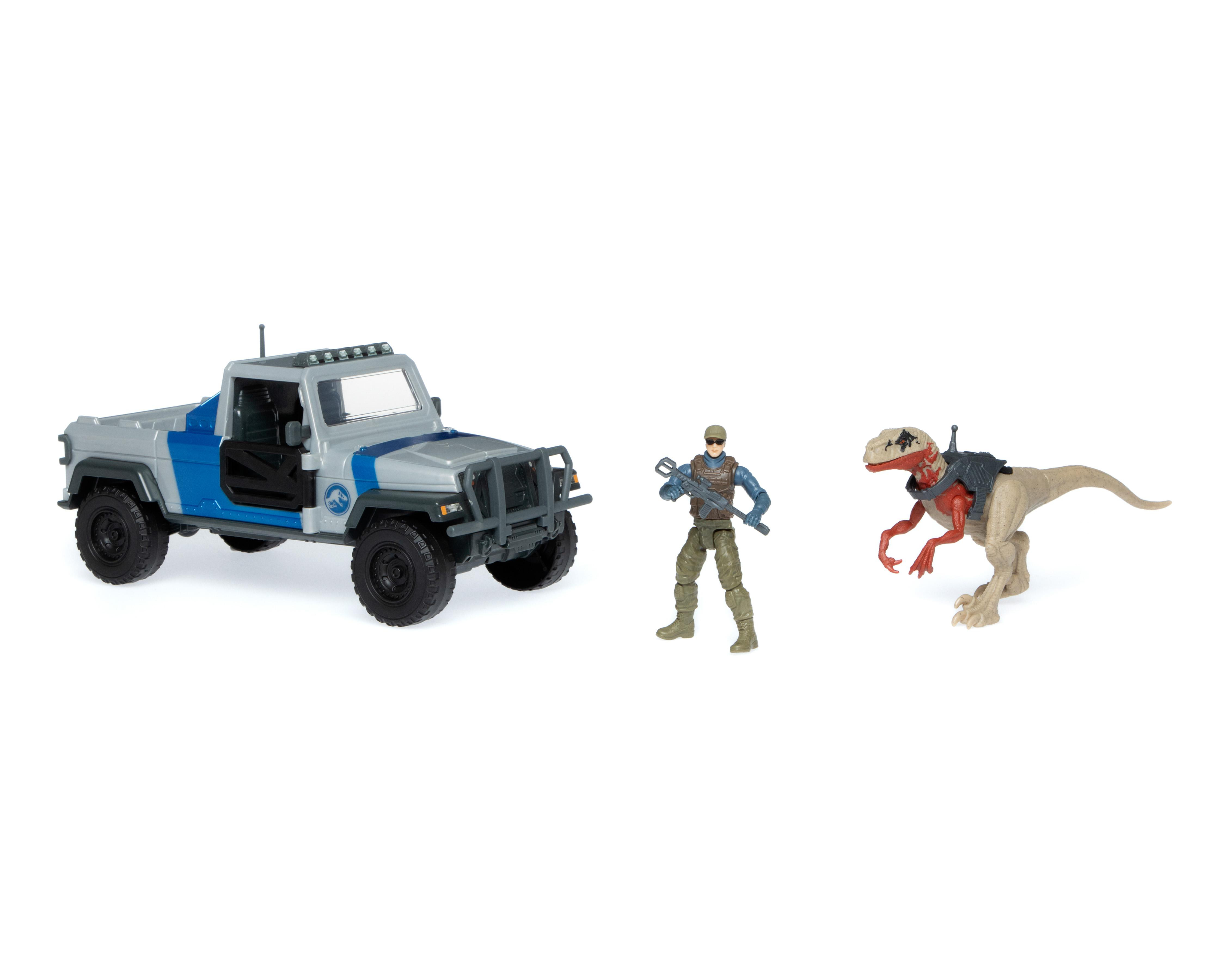 Atrociraptor y Carro de Búsqueda Jurassic World Mattel Dino Trackers 3 Piezas