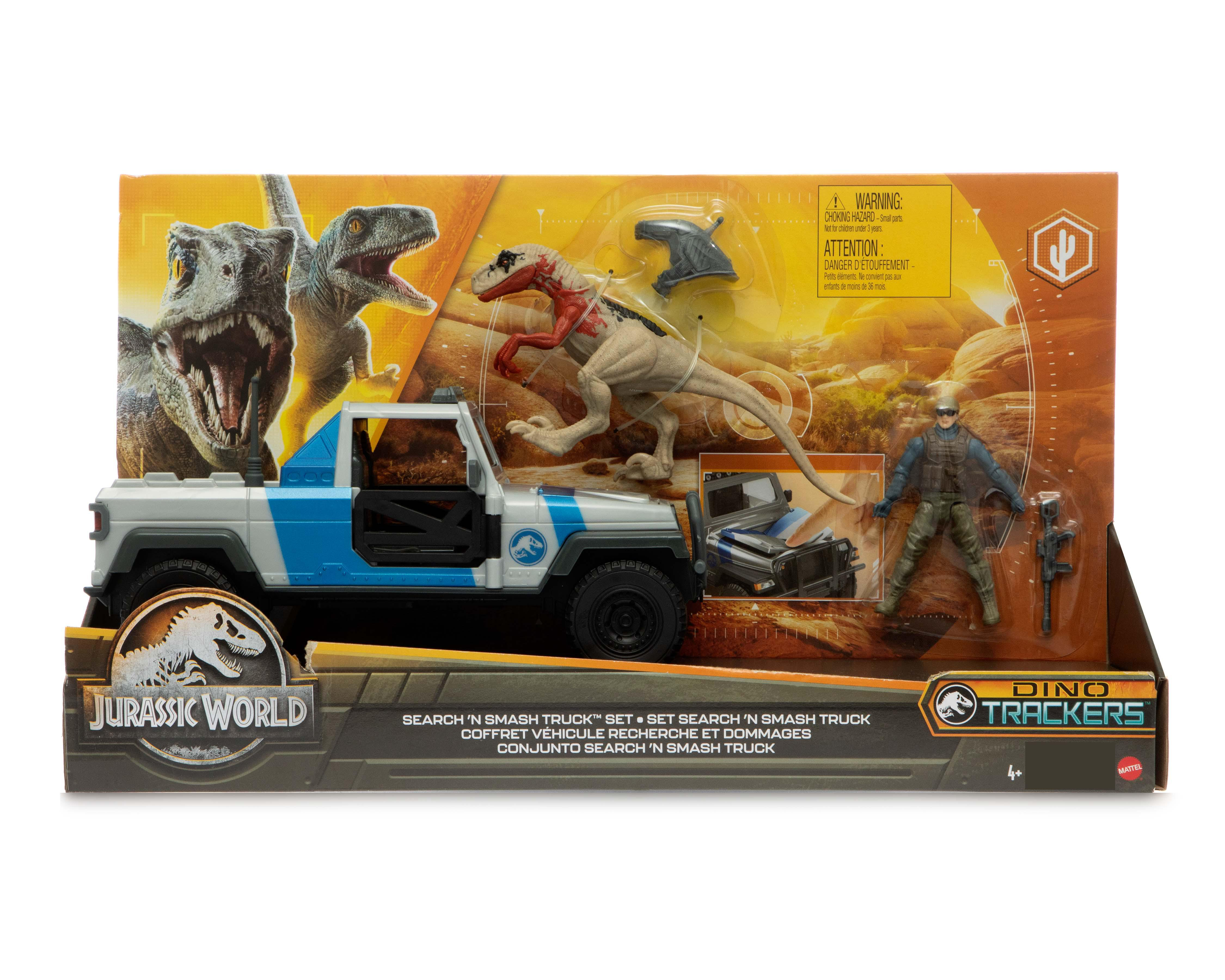 Foto 7 pulgar | Atrociraptor y Carro de Búsqueda Jurassic World Mattel Dino Trackers 3 Piezas