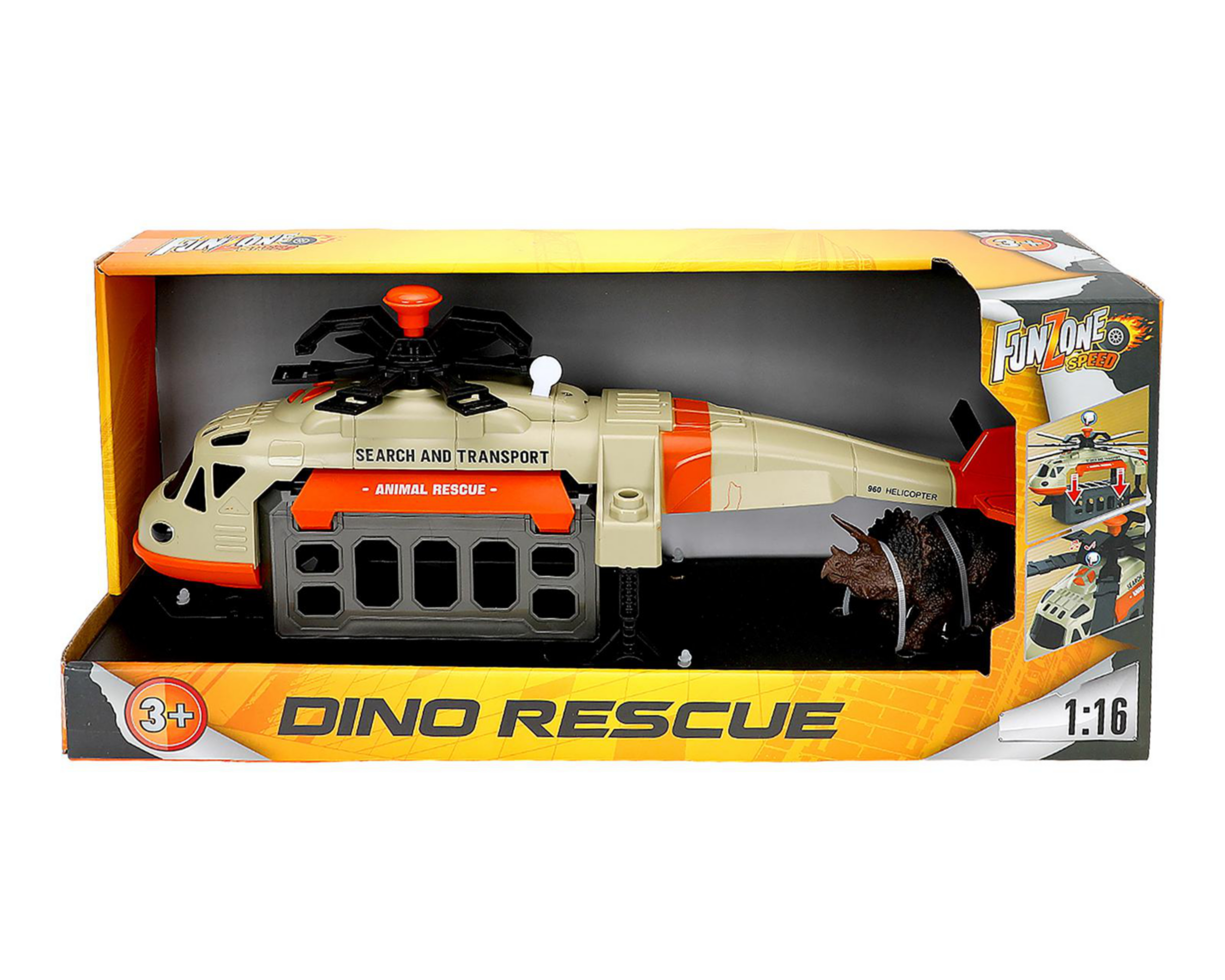 Foto 3 pulgar | Helicóptero Dino Rescue Funzone con Luces y Sonidos