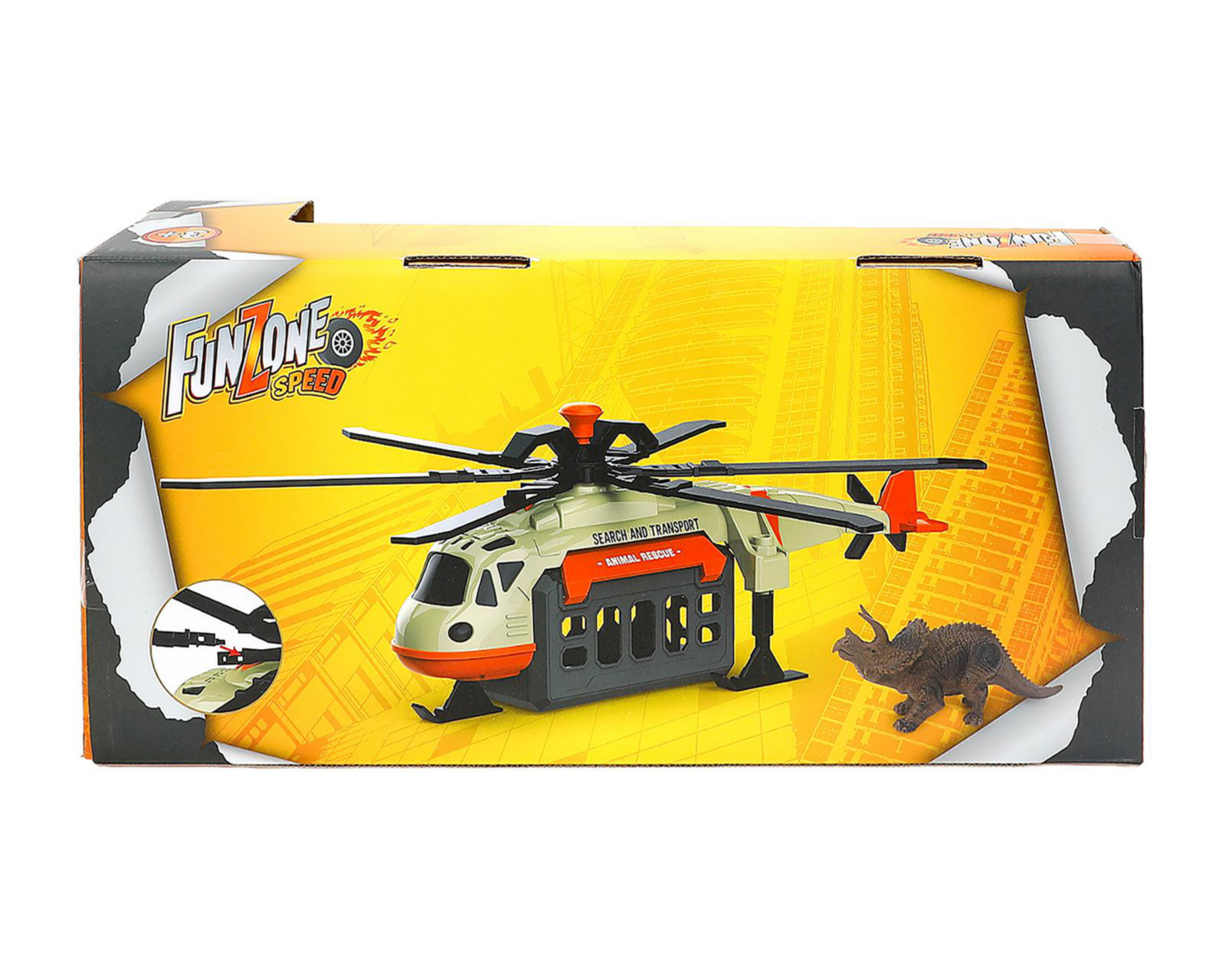 Foto 4 pulgar | Helicóptero Dino Rescue Funzone con Luces y Sonidos