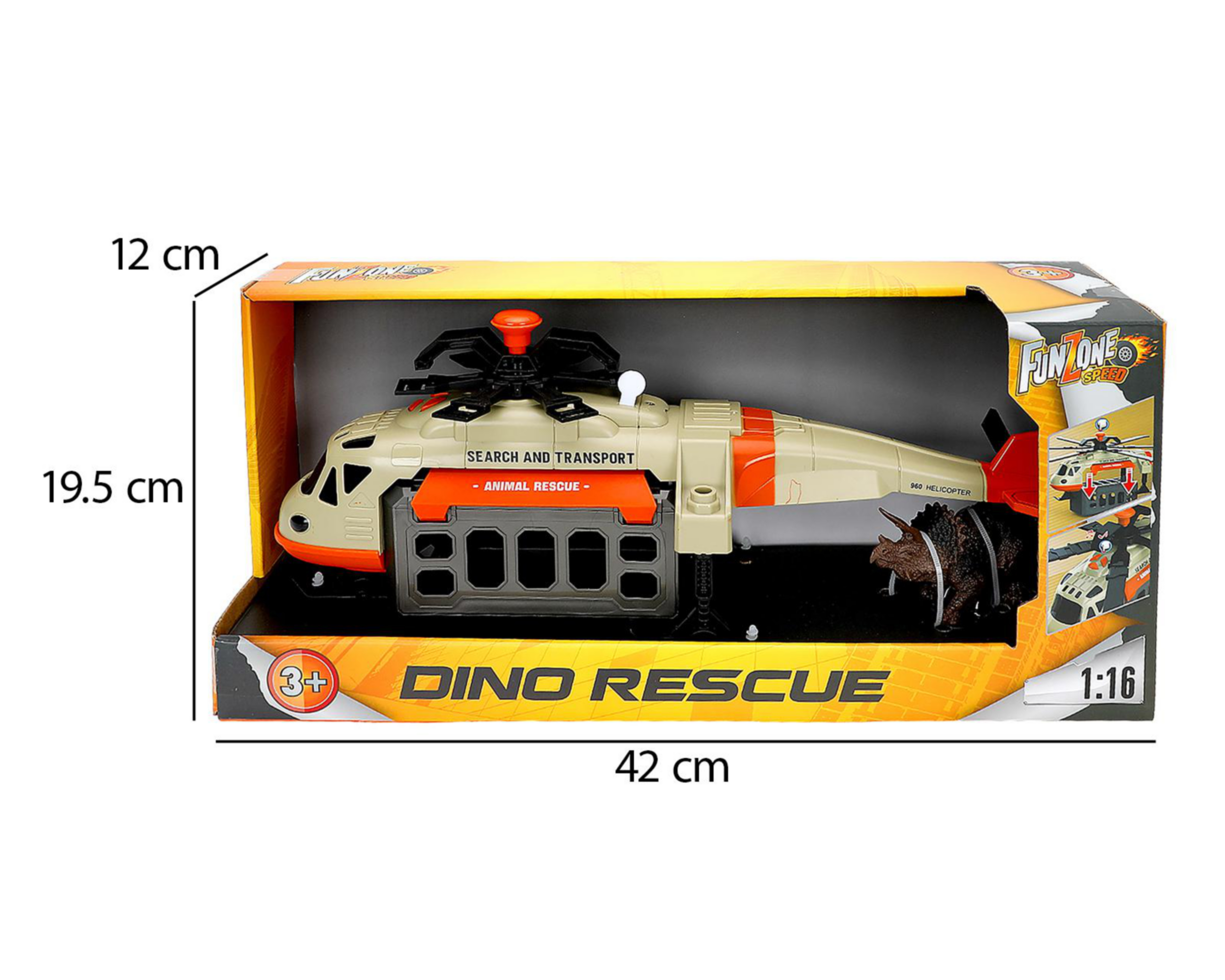 Foto 5 pulgar | Helicóptero Dino Rescue Funzone con Luces y Sonidos